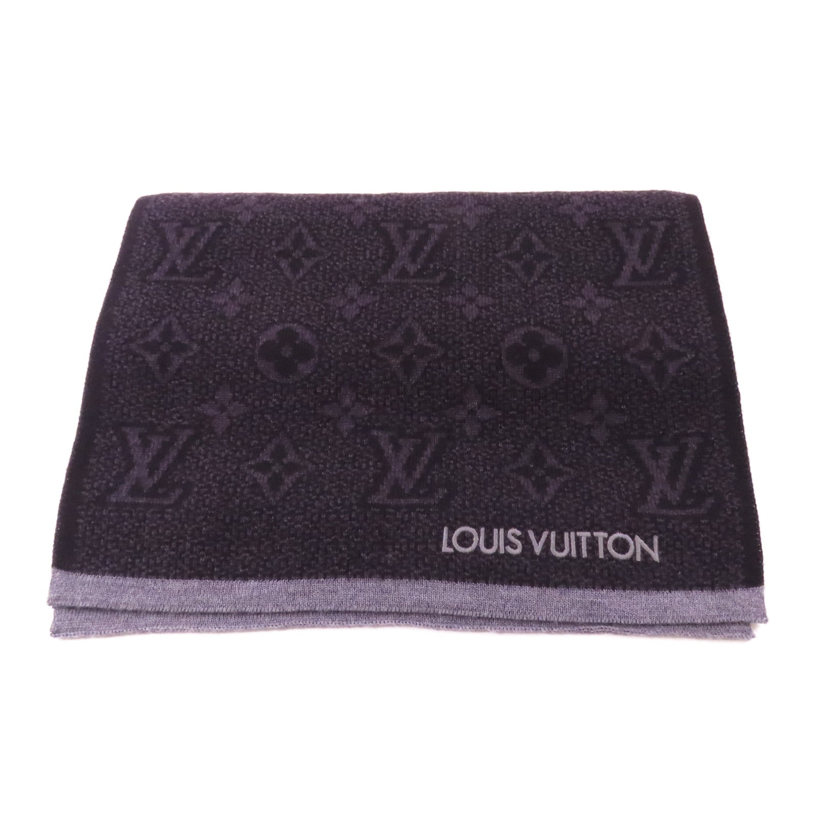 LOUIS VUITTON LV Scarf M73468 Wool Gray/Black