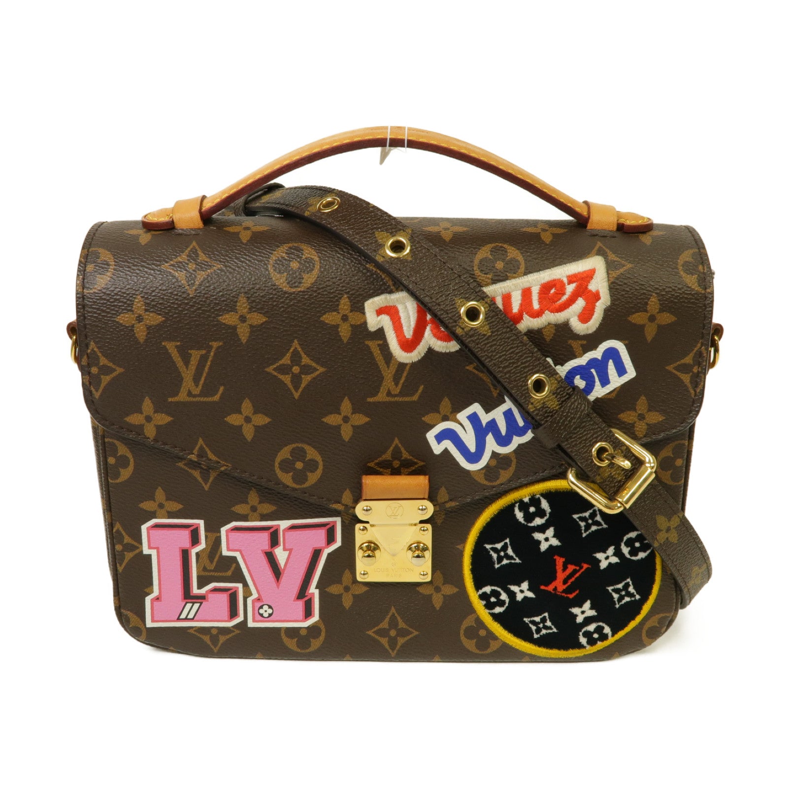 LOUIS VUITTON Monogram Pochette Metis金扣手挽肩背兩用袋棕色