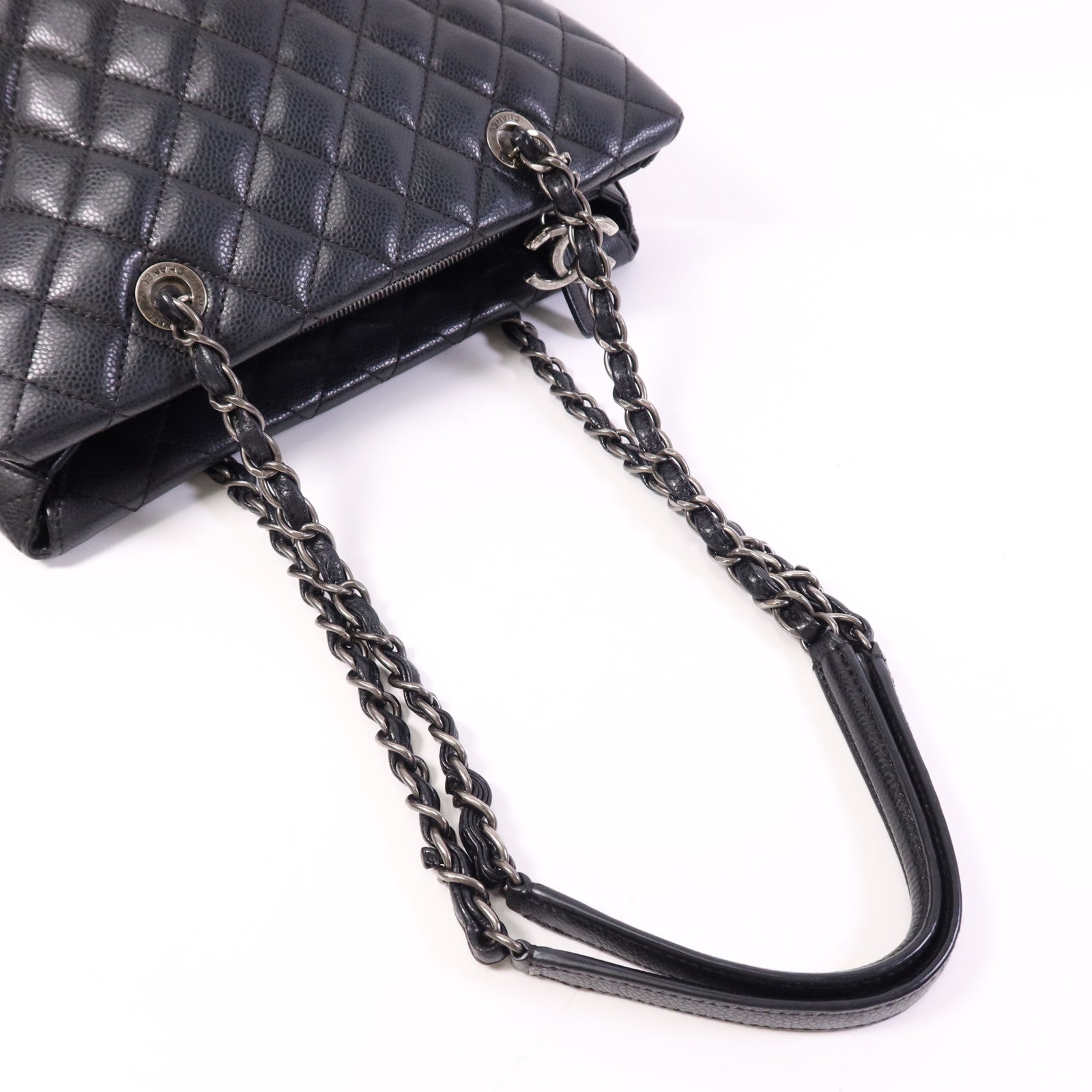 CHANEL 牛皮皮革Tote Bag銀扣鏈帶手挽袋