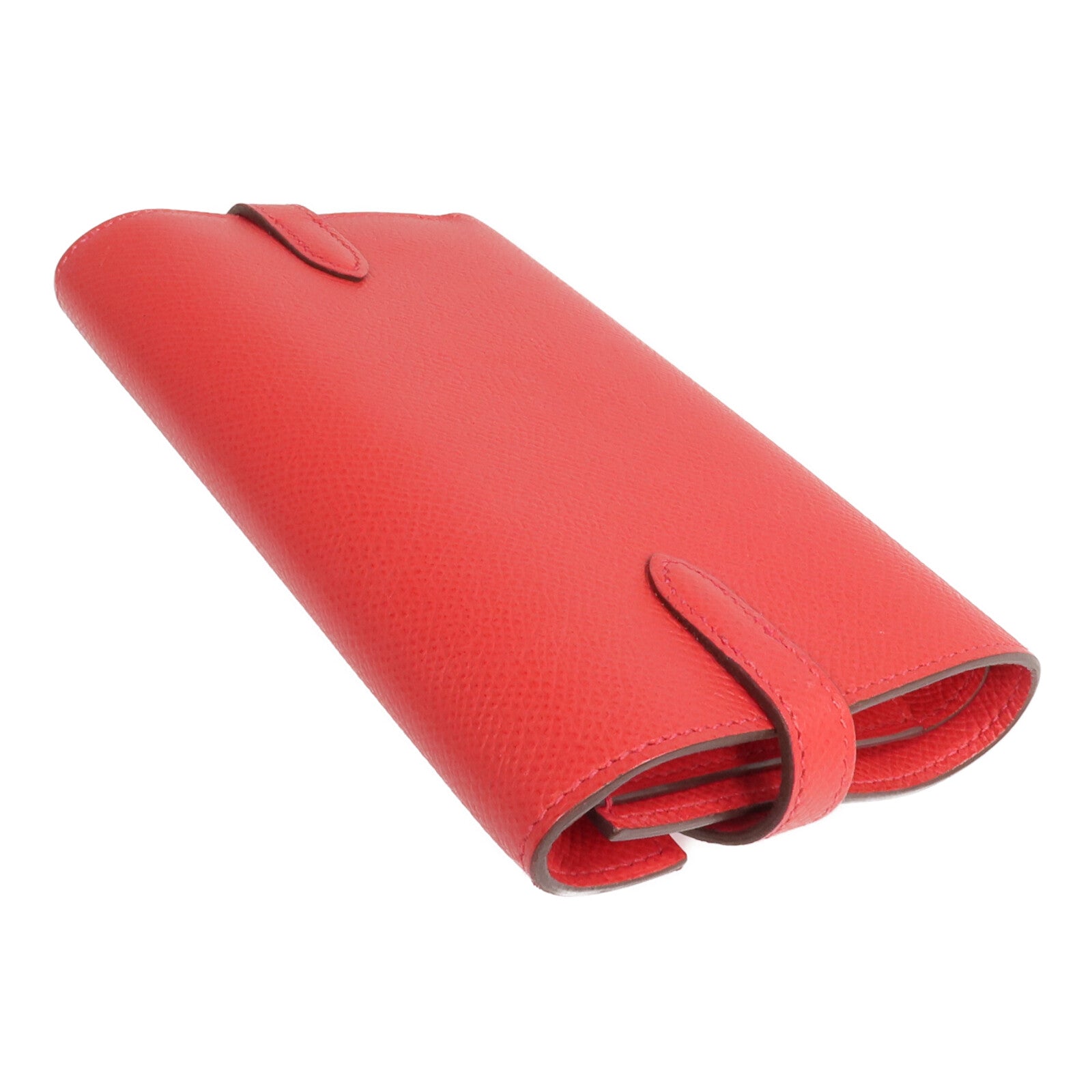 HERMES Epsom皮革Kelly Short Wallet金扣錢包Rouge de Coeur