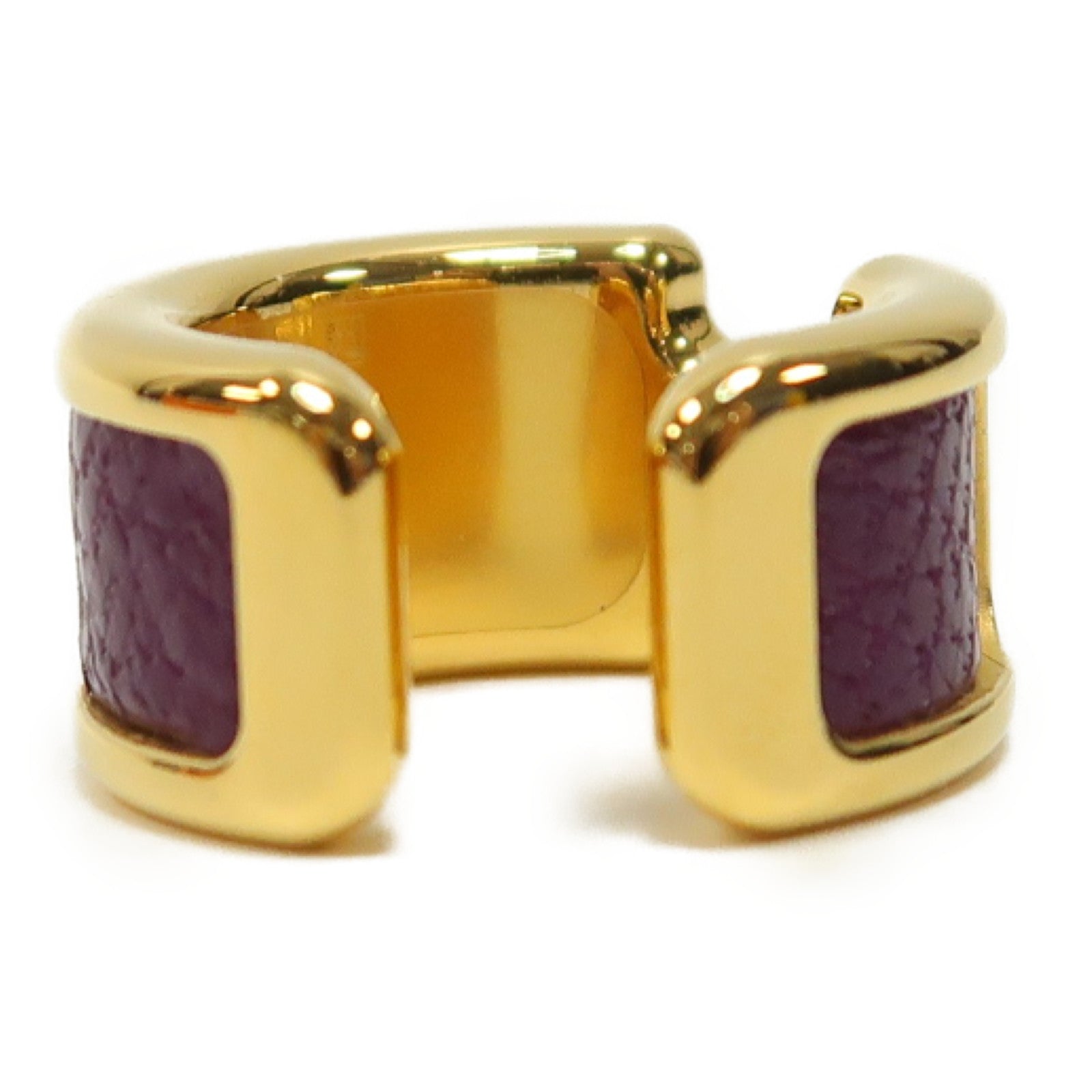 HERMES 金屬/Chevre皮革Olympe Ear Cuff耳環紫色/金色