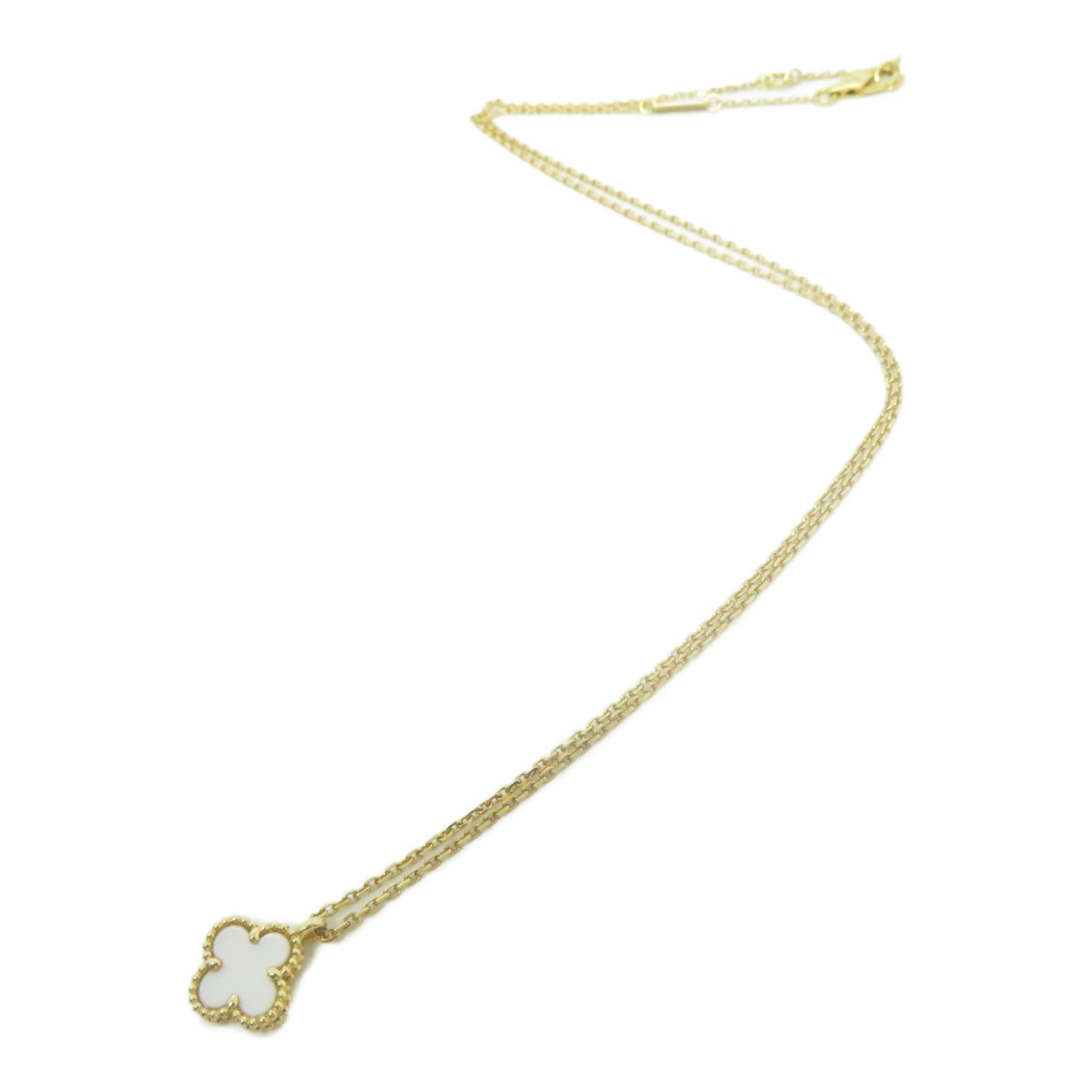 Van Cleef & Arpels 18K黃金Sweet Alhambra Pen項鍊白色/金色