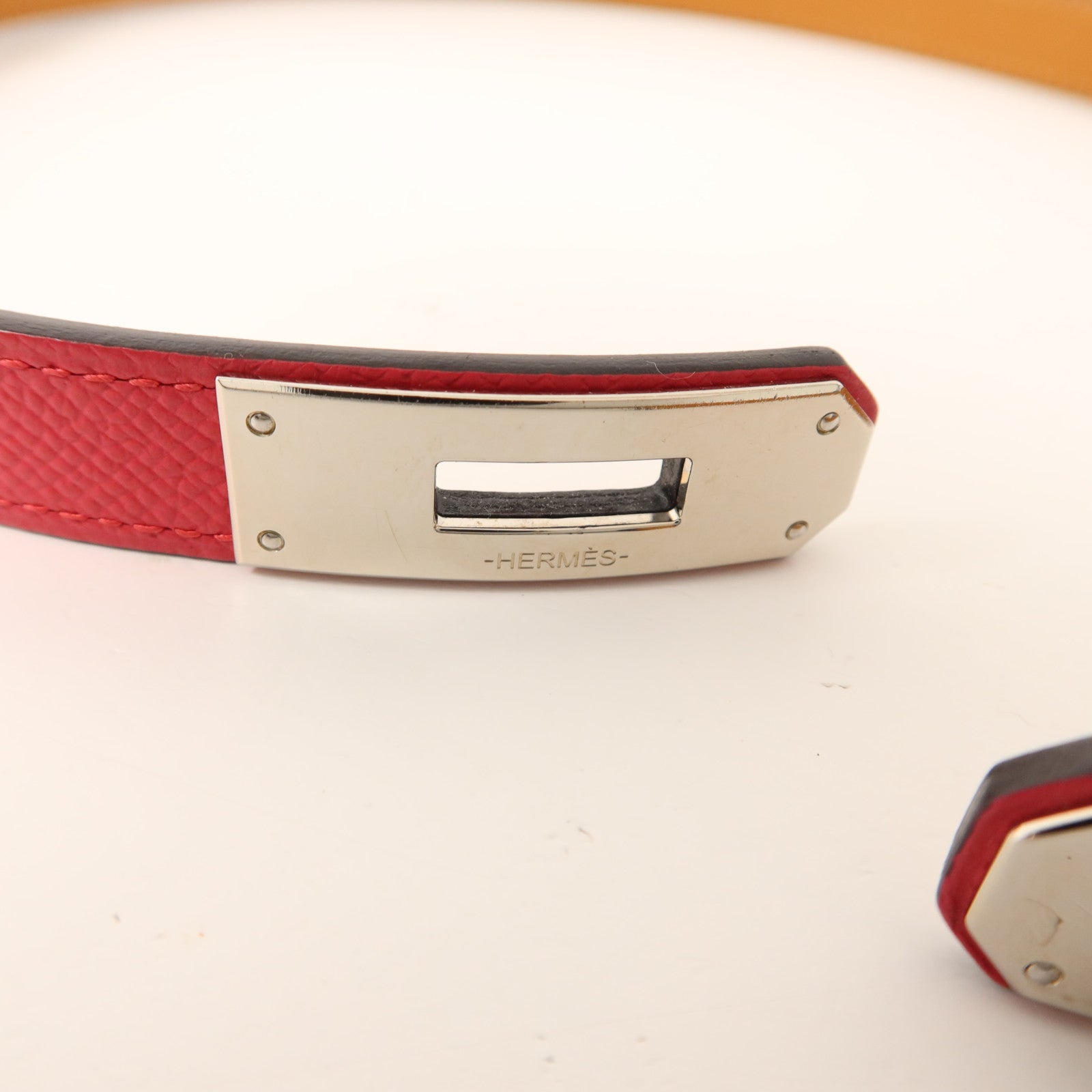 HERMES Epsom皮革Kelly Belt 18銀扣皮帶Rose Pourpre