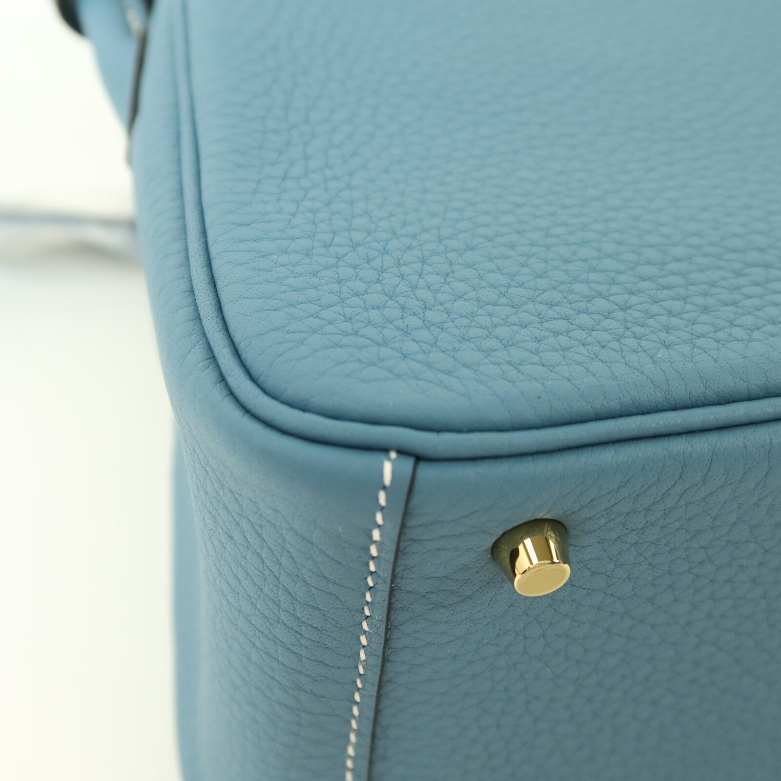 HERMES 【激減優惠】Clemence皮革Mini Lindy金扣手挽肩背兩用袋Blue Jean