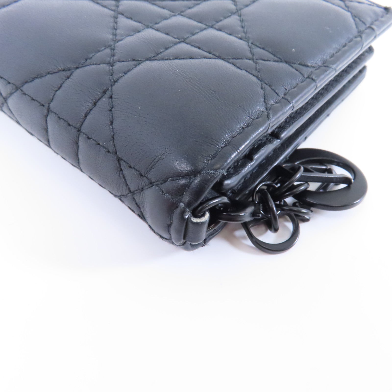 Dior 皮革Wallet銀扣錢包黑色