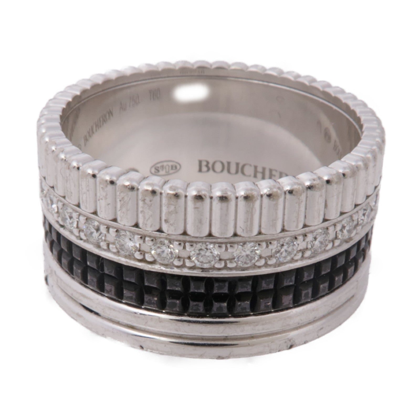 Boucheron 18K白金Quatre Black Diamond Ring鑽石戒指Boucheron#60/US#9