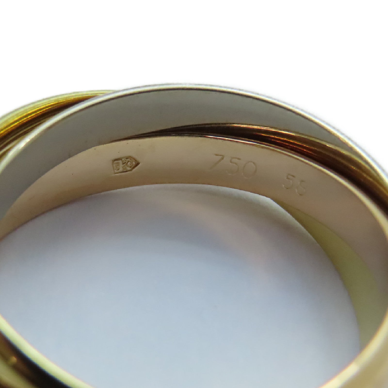 CARTIER 18K黃金/白金/玫瑰金Trinity戒指Cartier#58/US#8.25