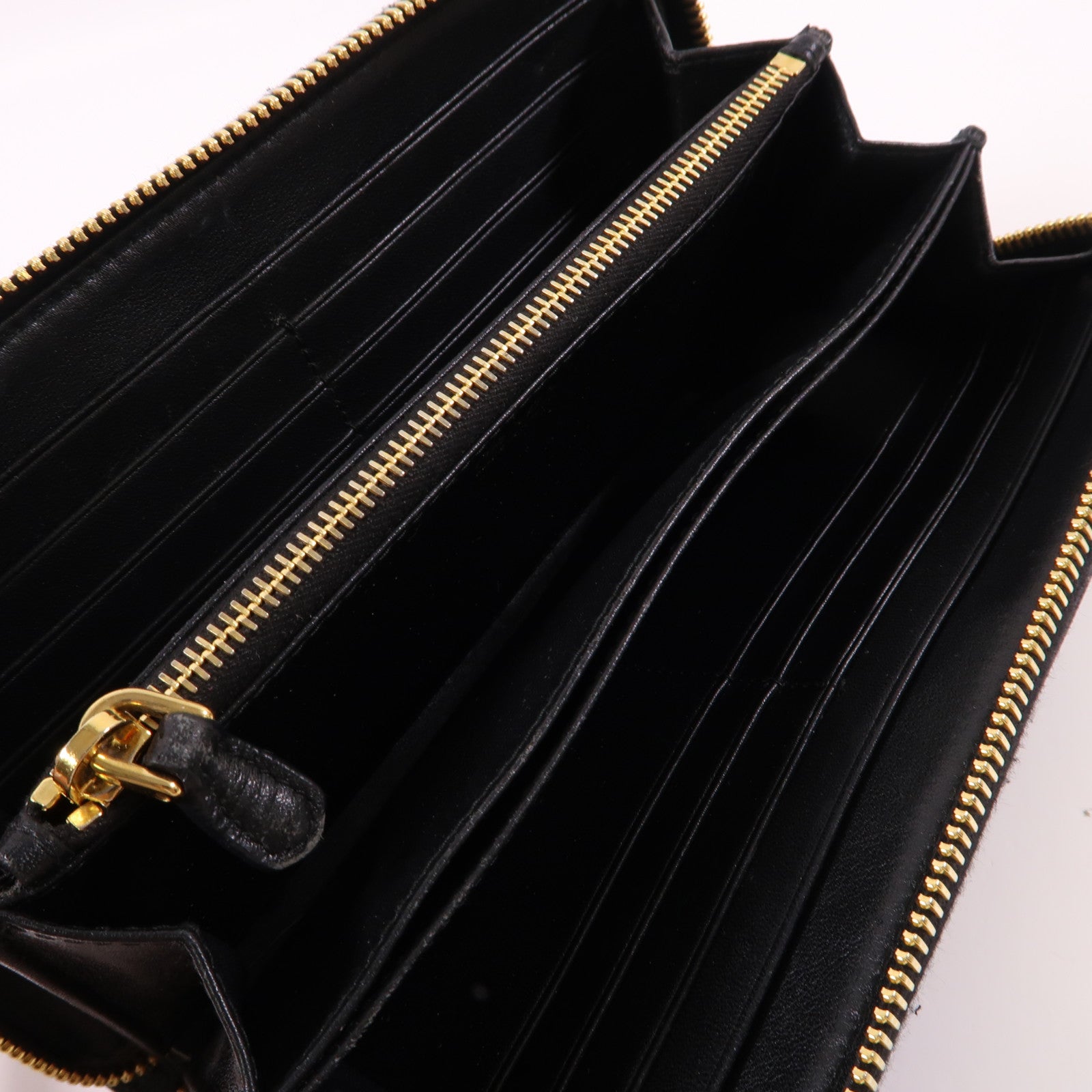 PRADA 牛皮皮革Long Wallet金扣長錢包黑色