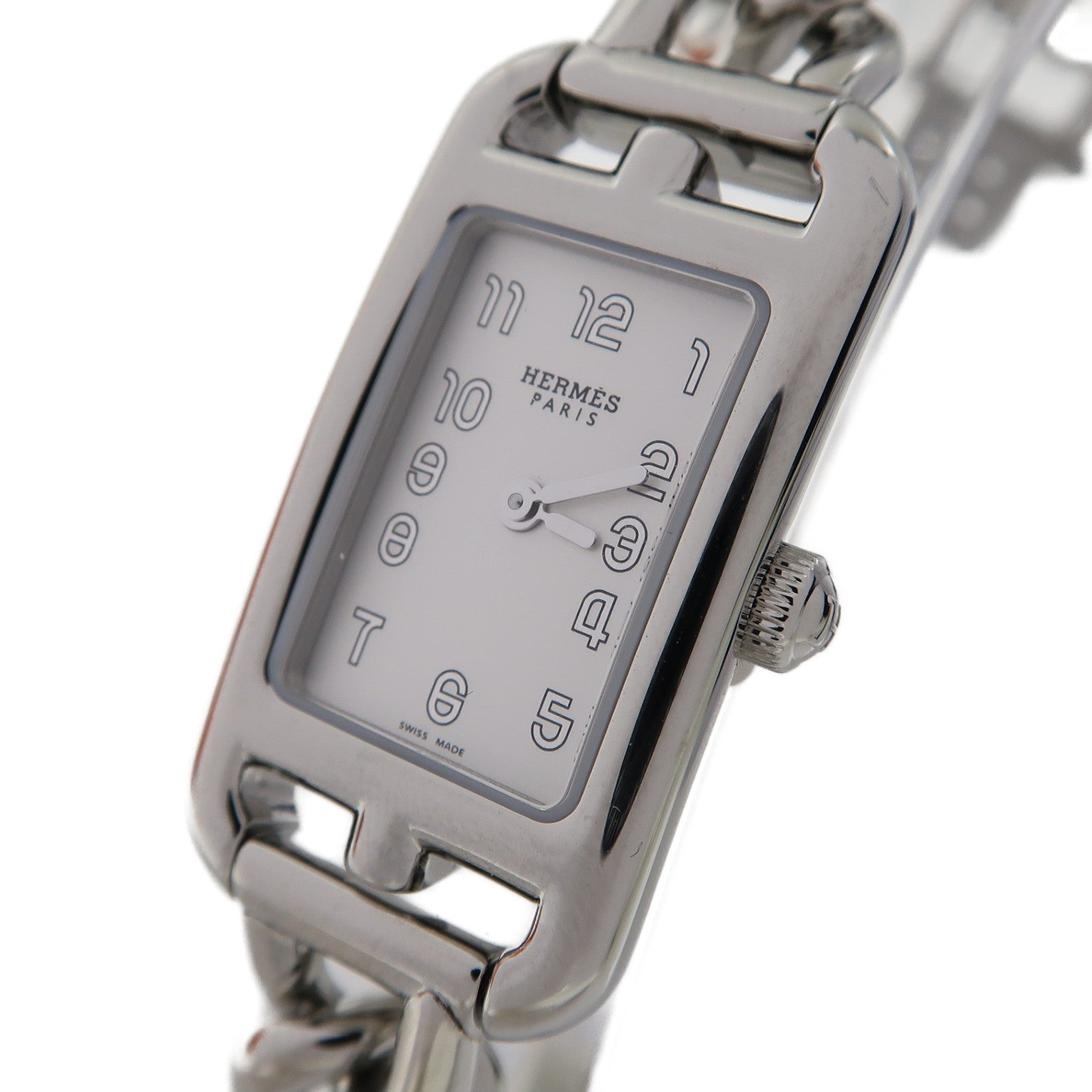 HERMES Nantucket Watch不鏽鋼手錶石英機芯白色