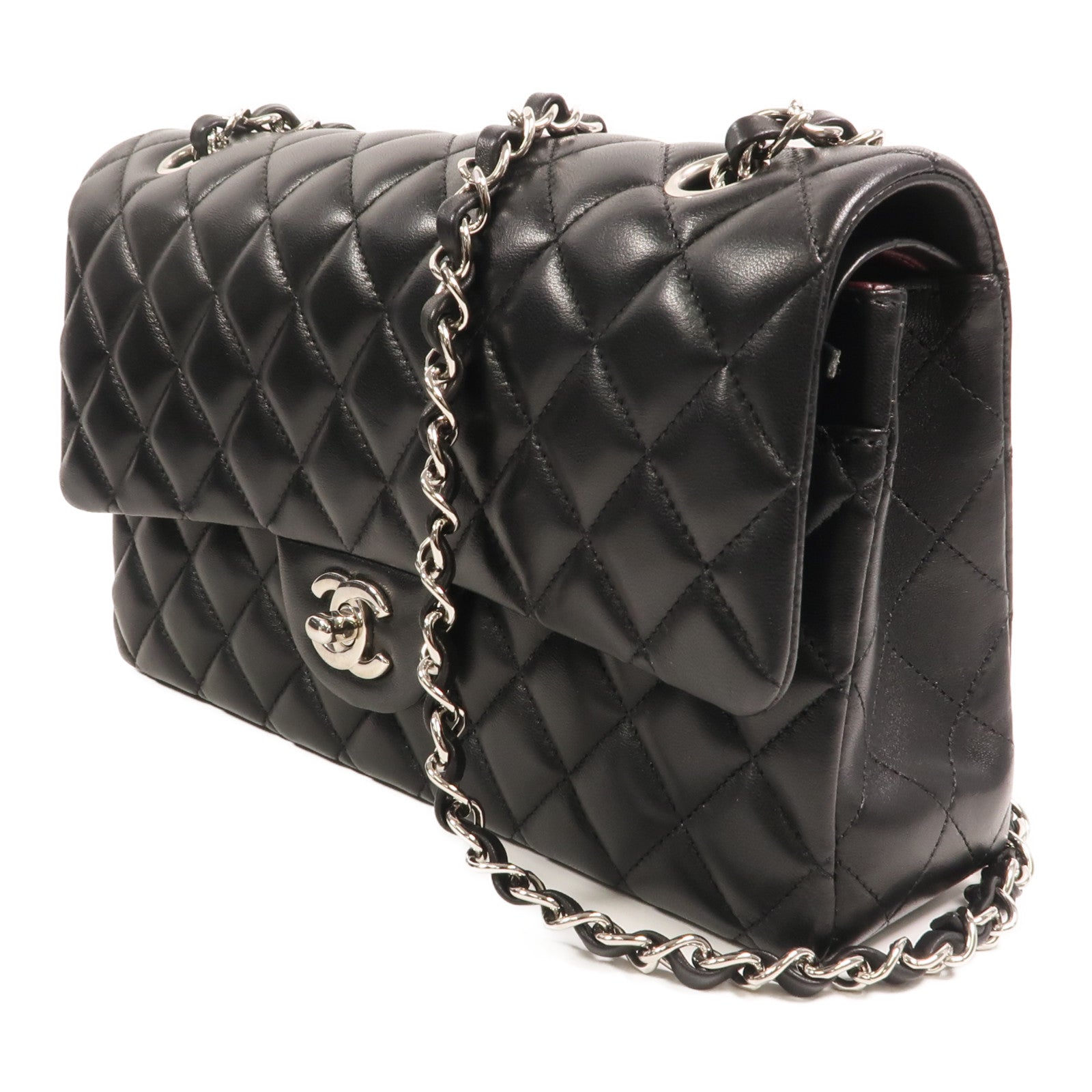 CHANEL 羊皮皮革Classic 25銀扣鏈帶肩背袋