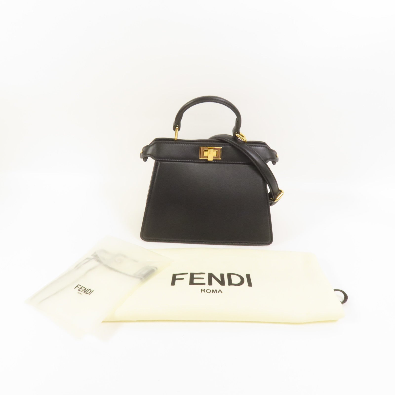 FENDI 牛皮皮革Iconic Peekaboo Micro手挽肩背兩用袋