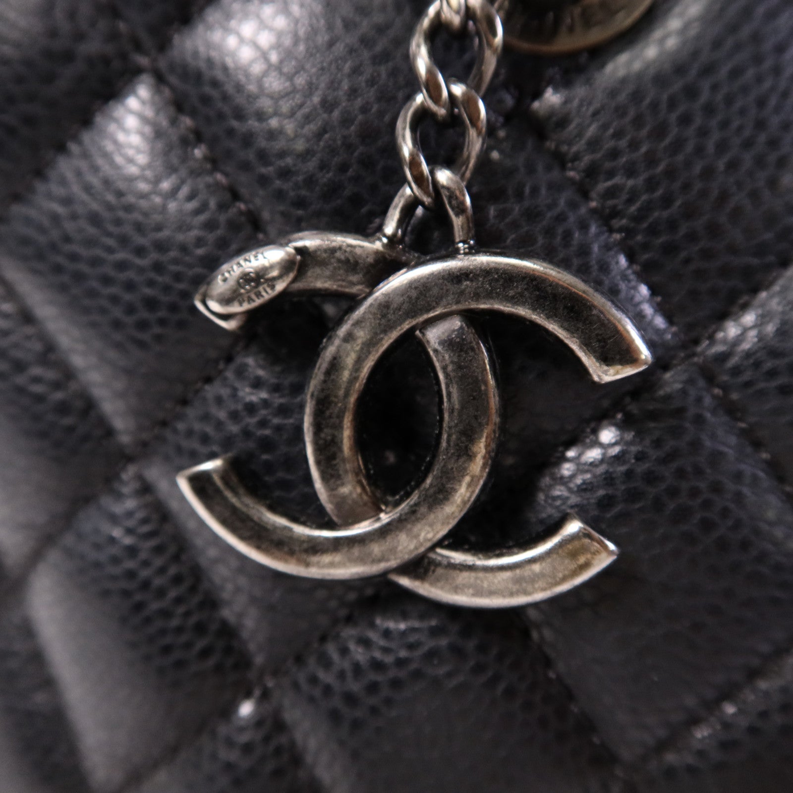 CHANEL 牛皮皮革Tote Bag銀扣鏈帶手挽袋