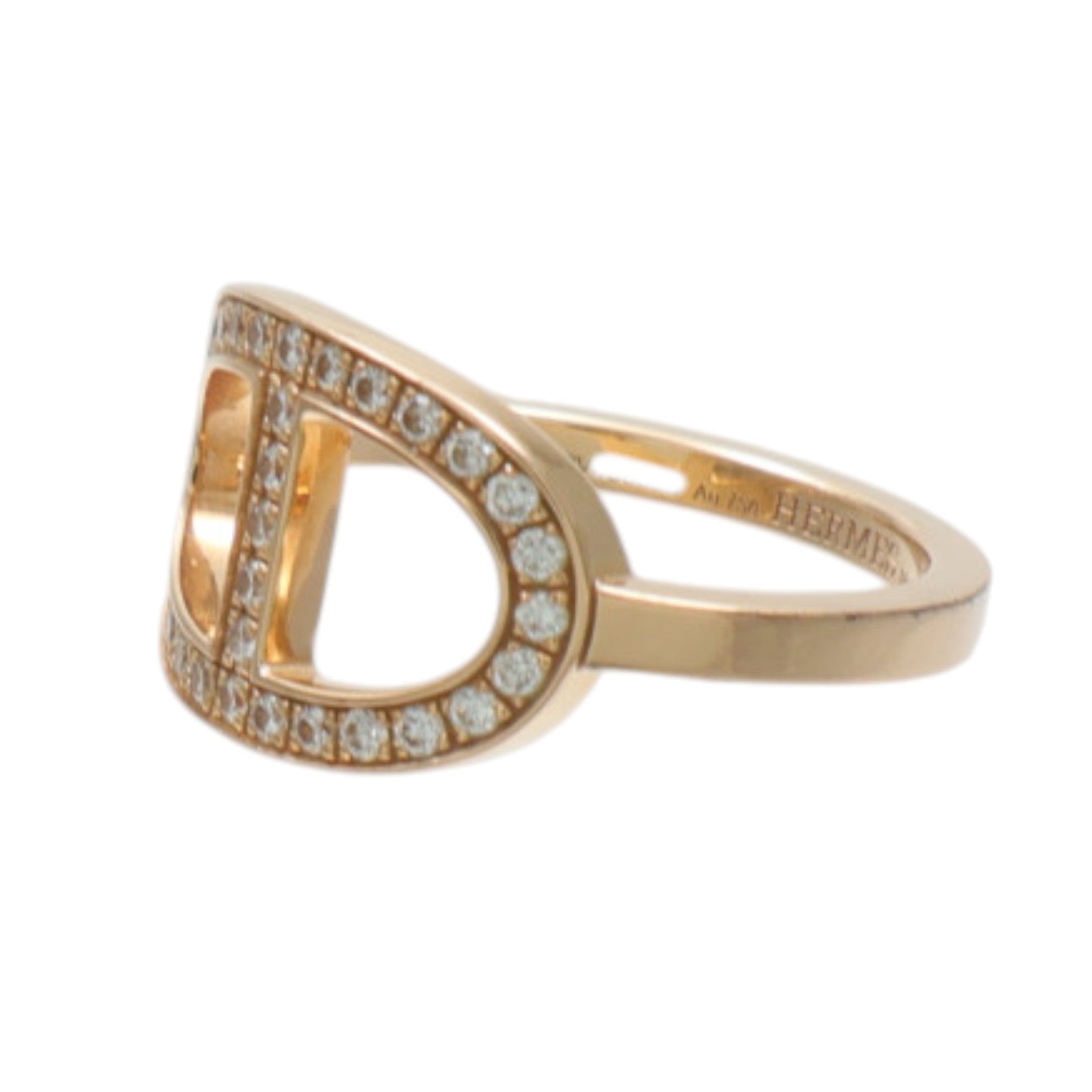 HERMES 18K玫瑰金Chaine D'ancre Contour Ring鑽石戒指