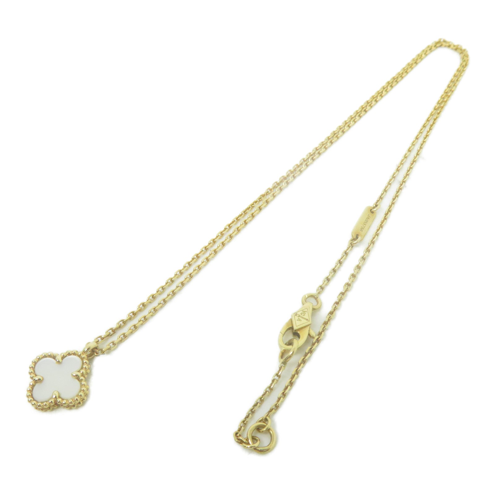 Van Cleef & Arpels 18K黃金Sweet Alhambra Pen項鍊白色/金色