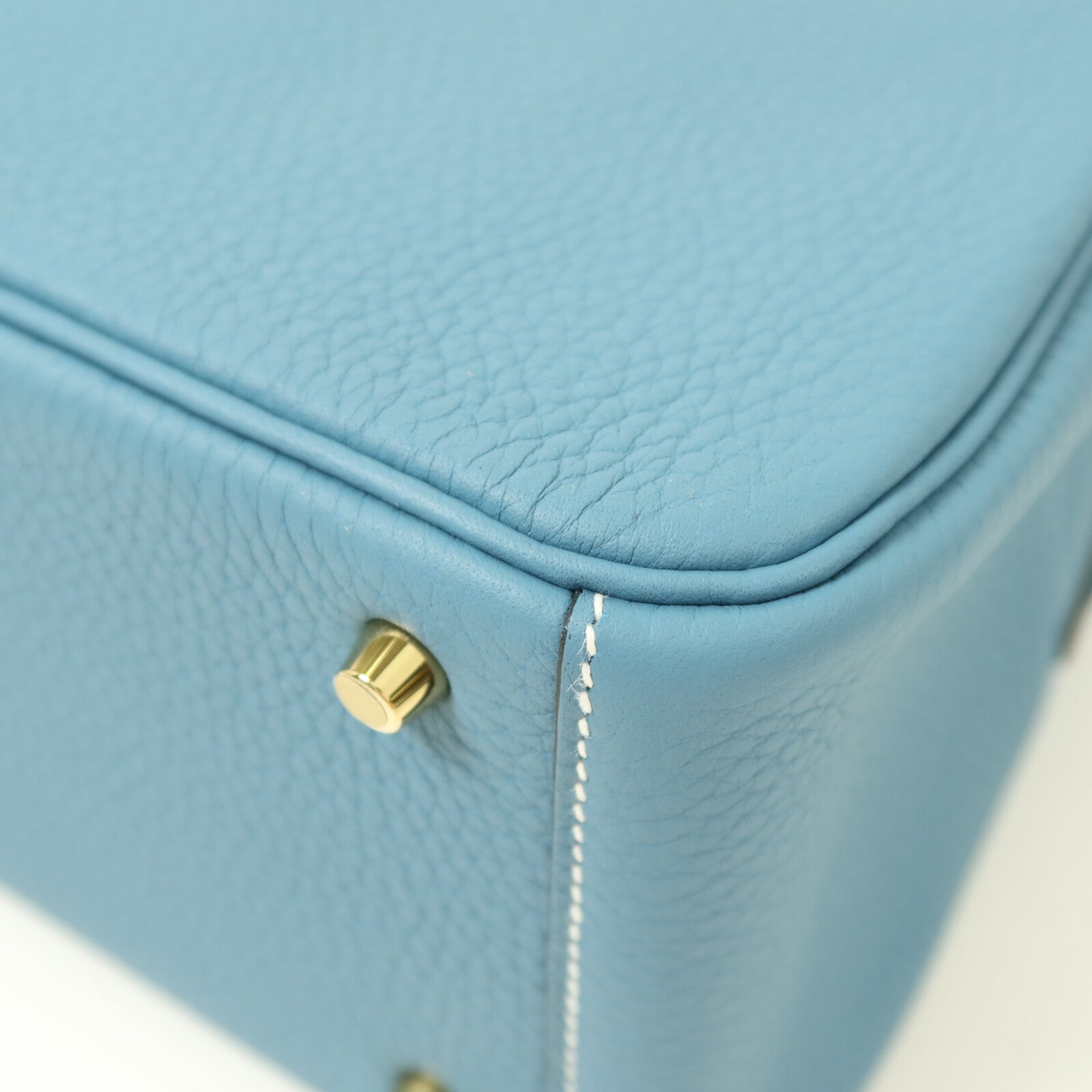 HERMES 【激減優惠】Clemence皮革Mini Lindy金扣手挽肩背兩用袋Blue Jean