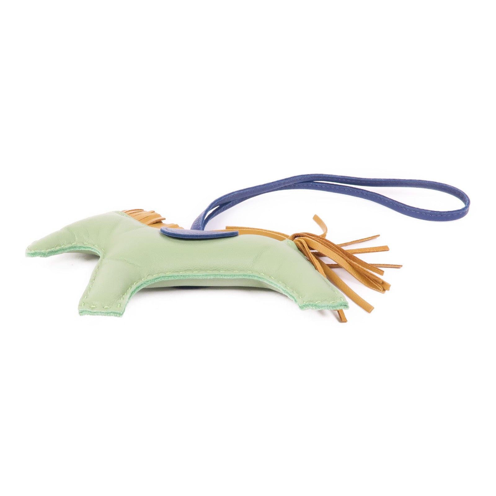 HERMES Milo皮革/Swift皮革Rodeo MM掛飾Vert Criquet