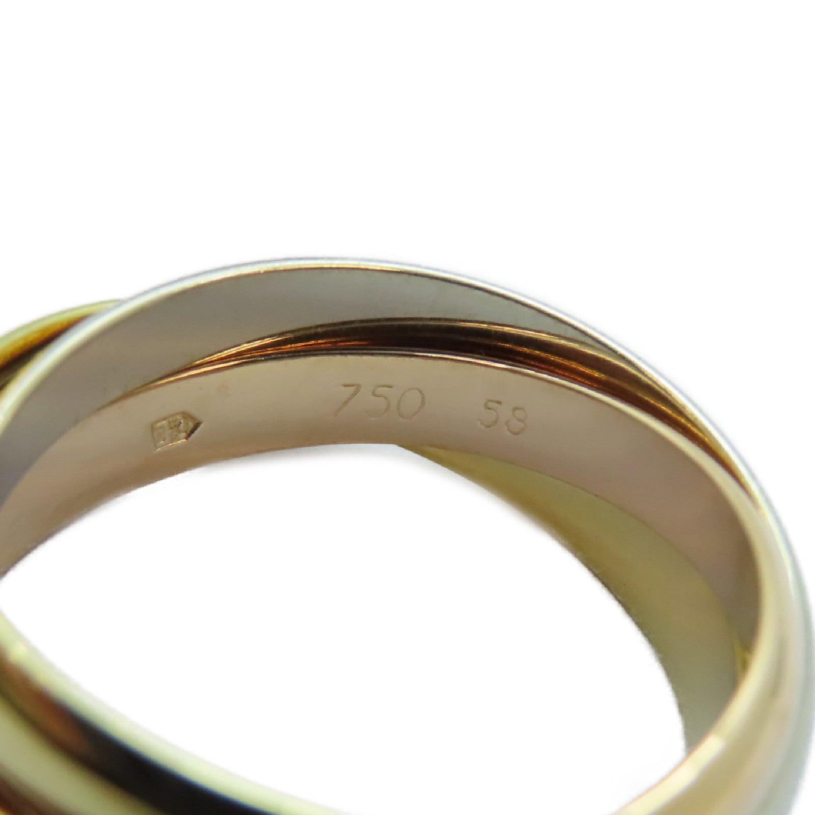 CARTIER 18K黃金/白金/玫瑰金Trinity戒指Cartier#58/US#8.25