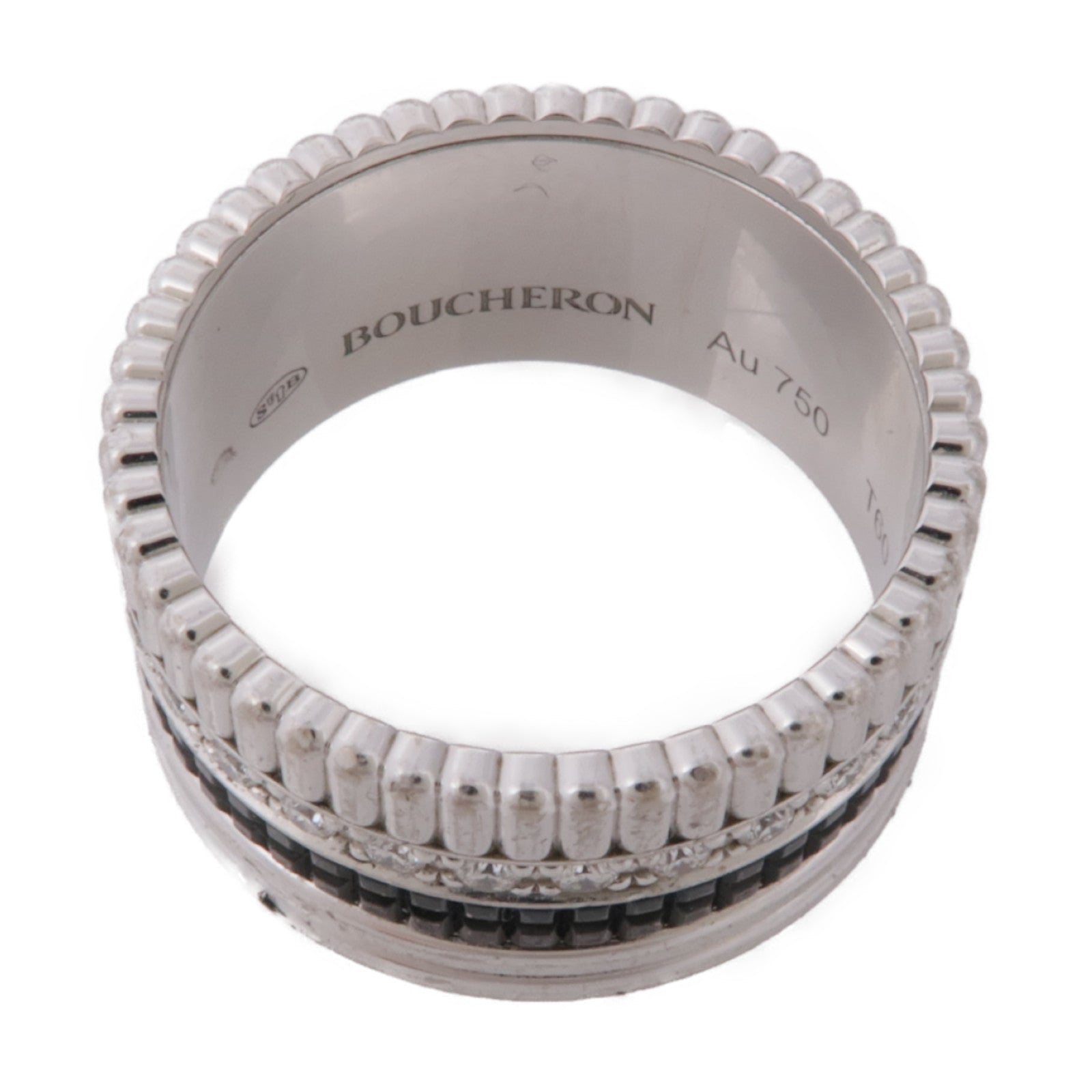 Boucheron 18K白金Quatre Black Diamond Ring鑽石戒指Boucheron#60/US#9