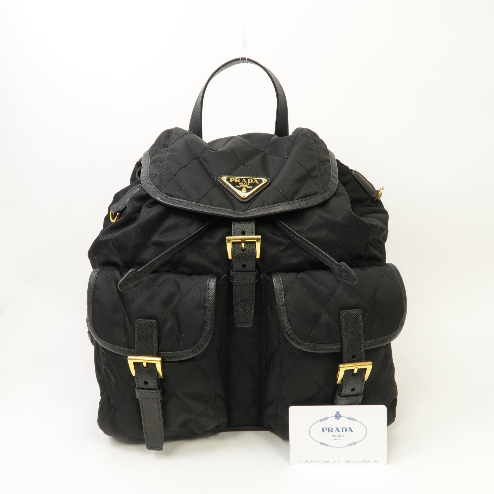 PRADA 尼龍Backpack金扣背包黒色