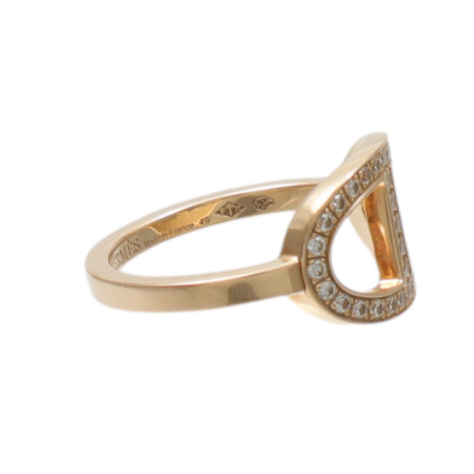 HERMES 18K玫瑰金Chaine D'ancre Contour Ring鑽石戒指