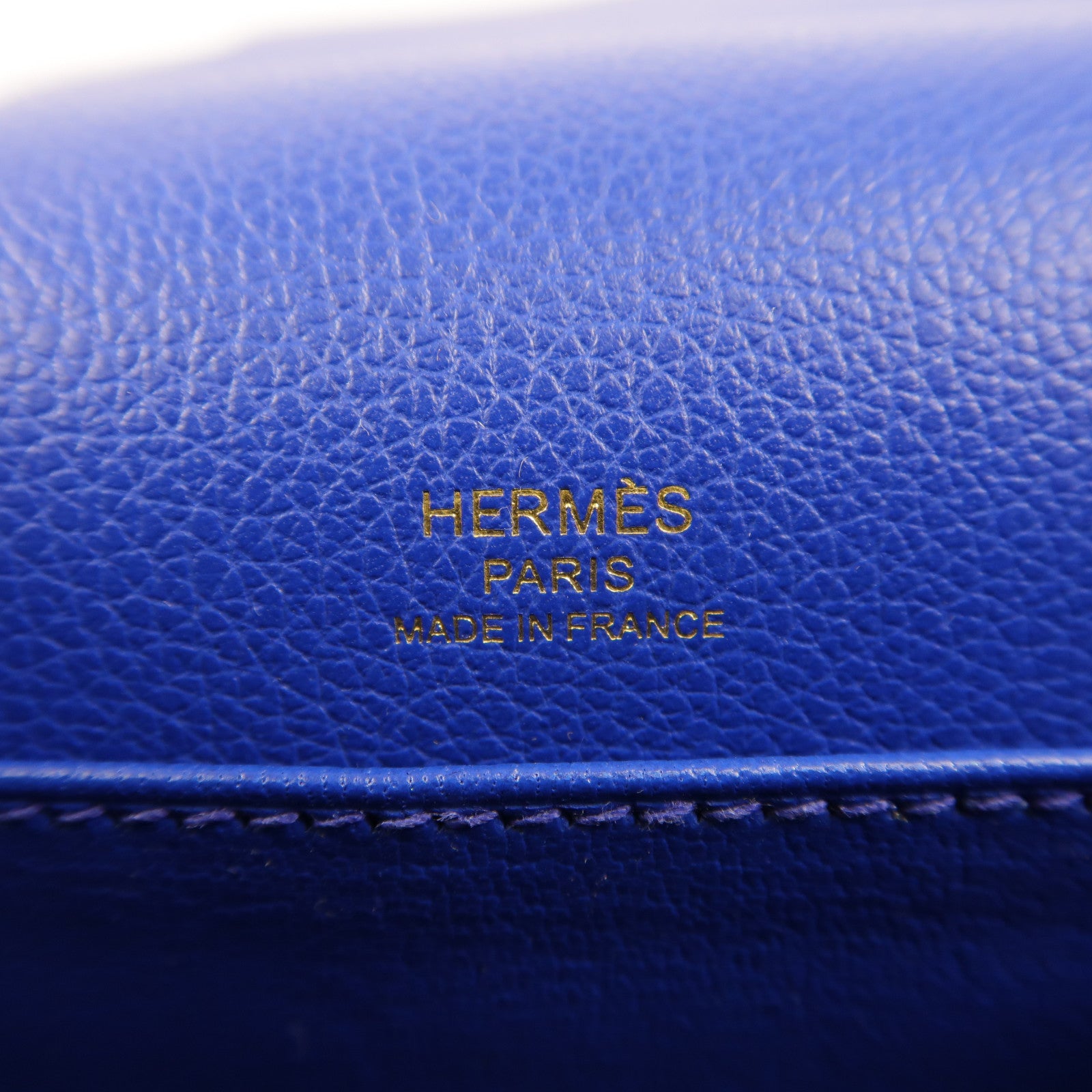 HERMES Evercolor皮革Mini Roulis金扣肩背袋灰色/藍色