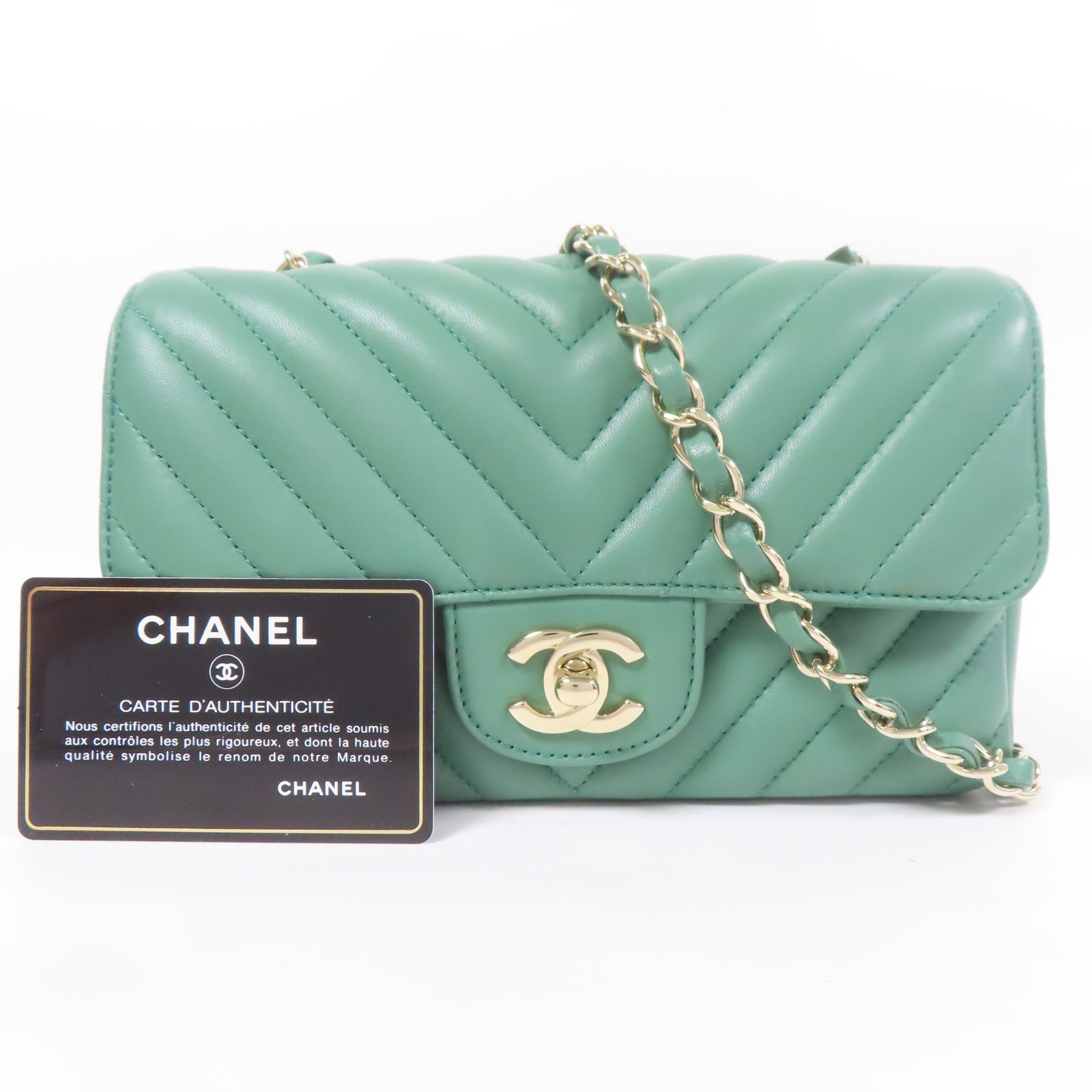CHANEL 牛皮皮革Shoulder Bag金扣鏈帶肩背袋