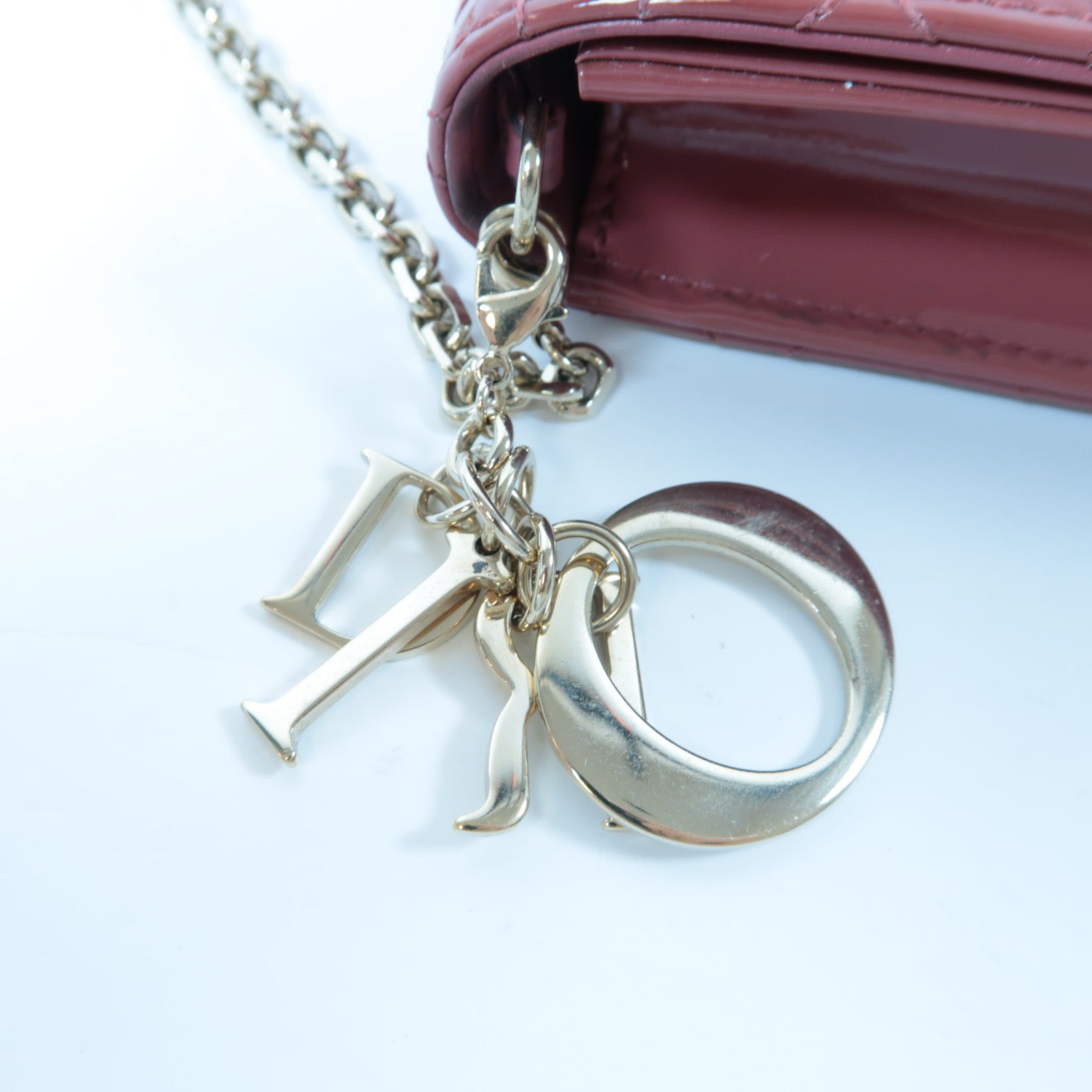 Dior 【激減優惠】漆皮皮革Lady Dior Pouch Chain Shoulder Bag金扣鏈帶肩背袋粉紅色