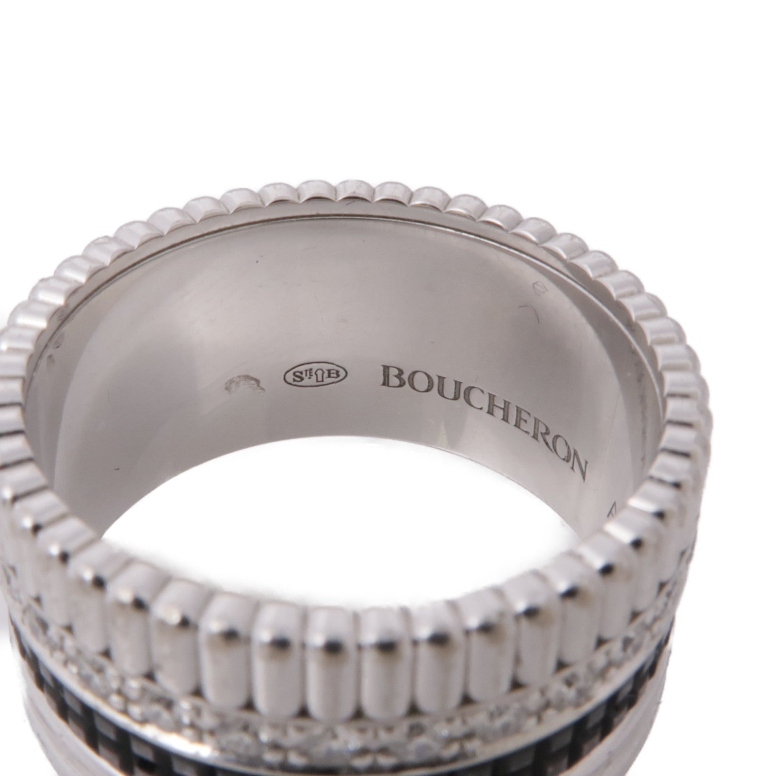 Boucheron 18K白金Quatre Black Diamond Ring鑽石戒指Boucheron#60/US#9