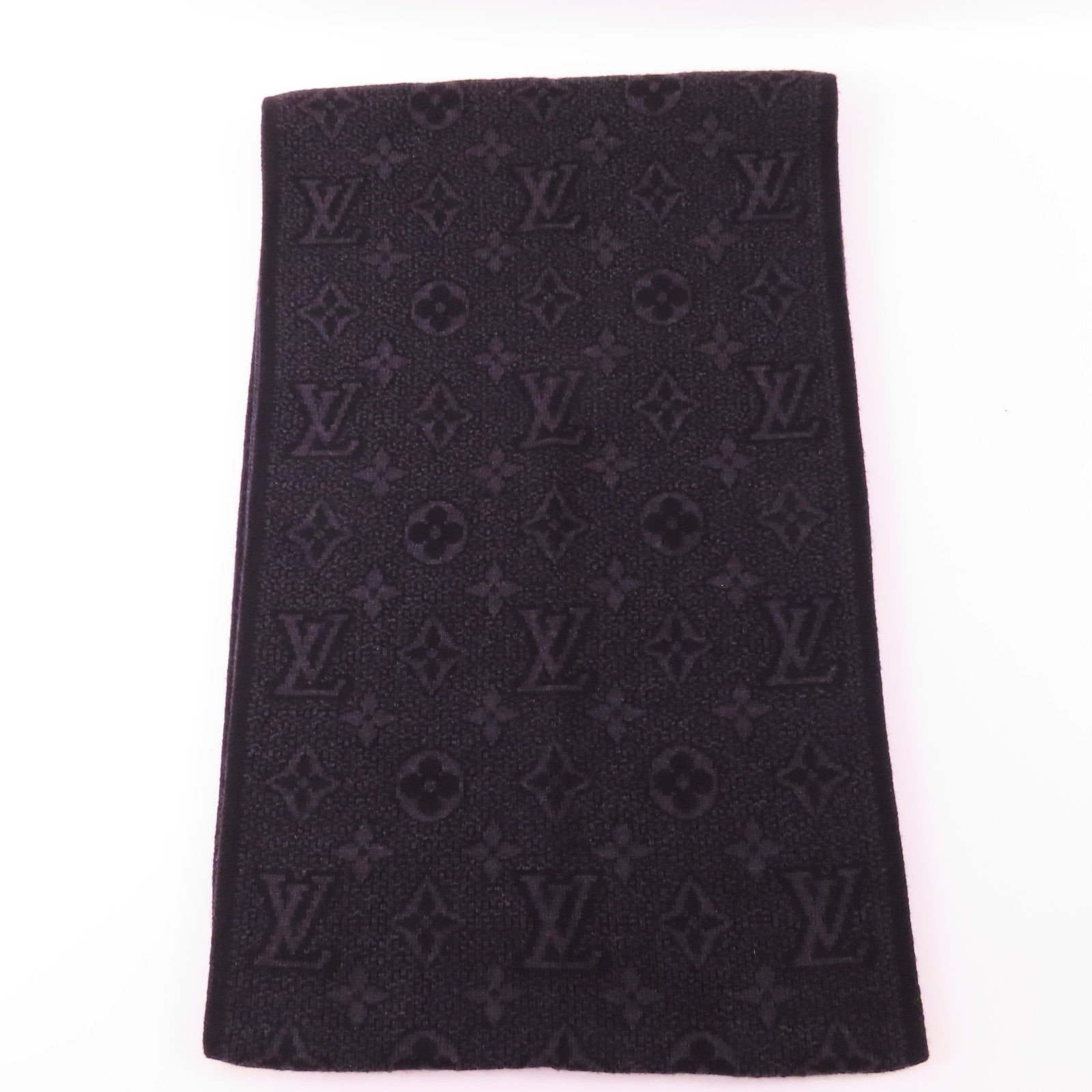 LOUIS VUITTON LV Scarf M73468 Wool Gray/Black