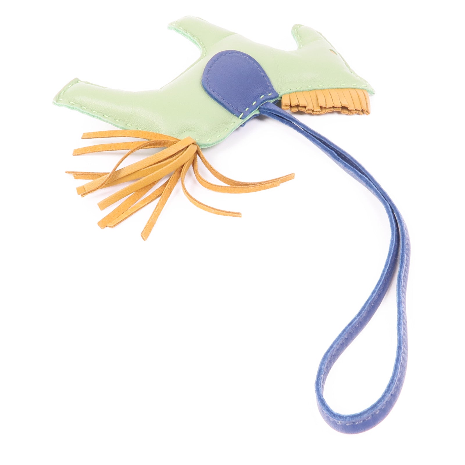 HERMES Milo皮革/Swift皮革Rodeo MM掛飾Vert Criquet