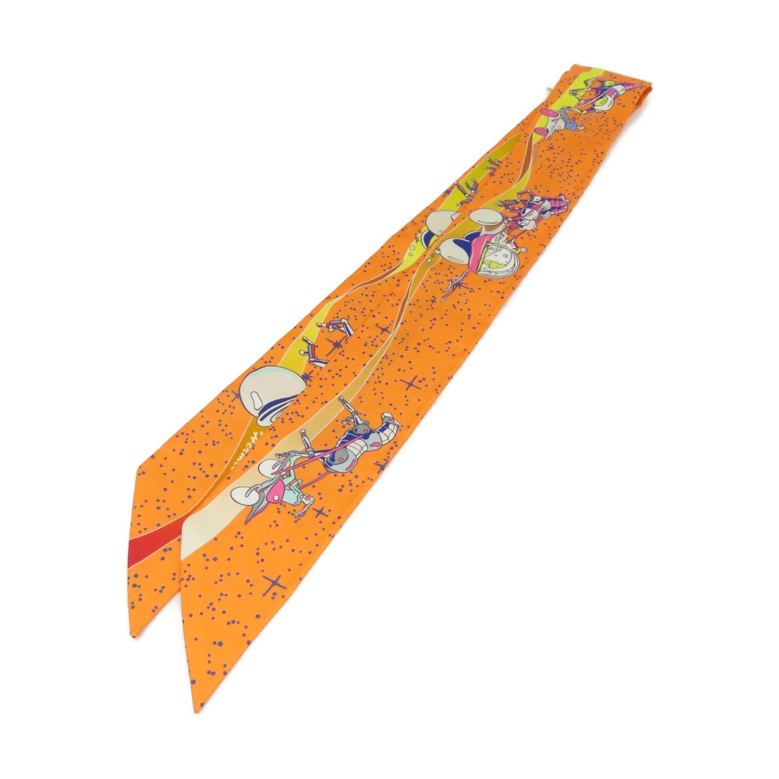 HERMES 【激減優惠】絲質Twilly Scarf絲巾橙色/彩色
