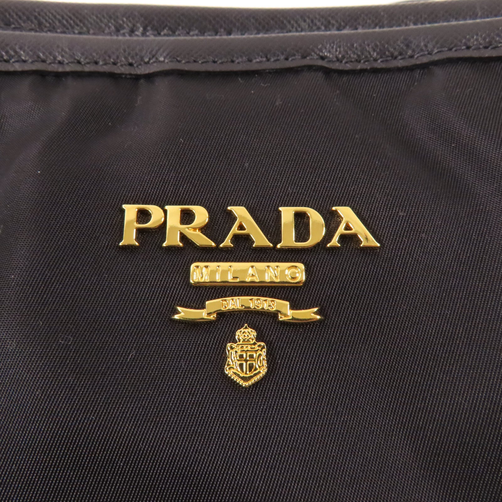 PRADA 尼龍Tote Bag金扣肩背袋黑色