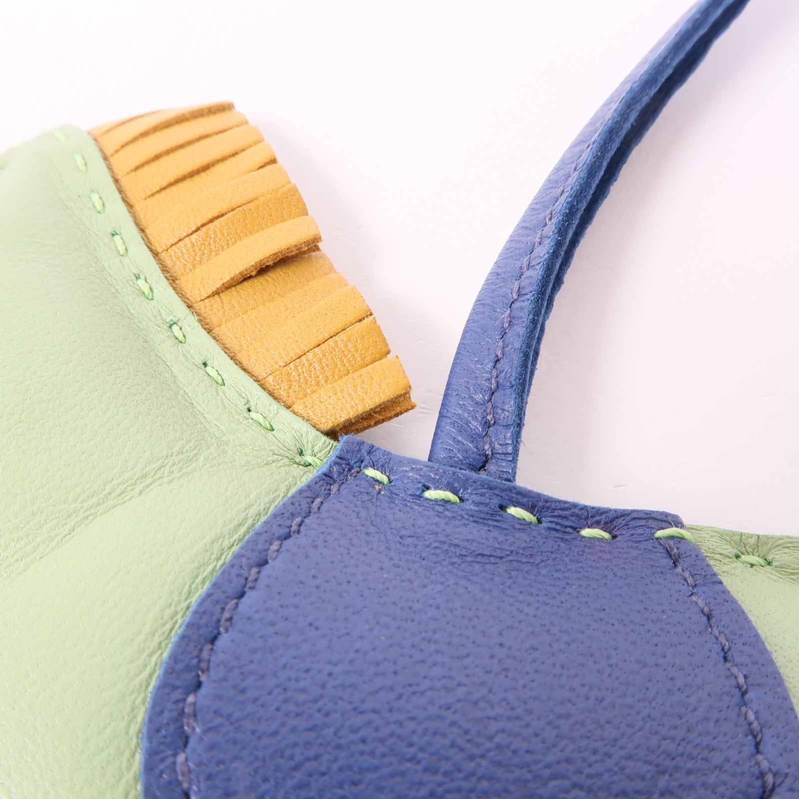 HERMES Milo皮革/Swift皮革Rodeo MM掛飾Vert Criquet
