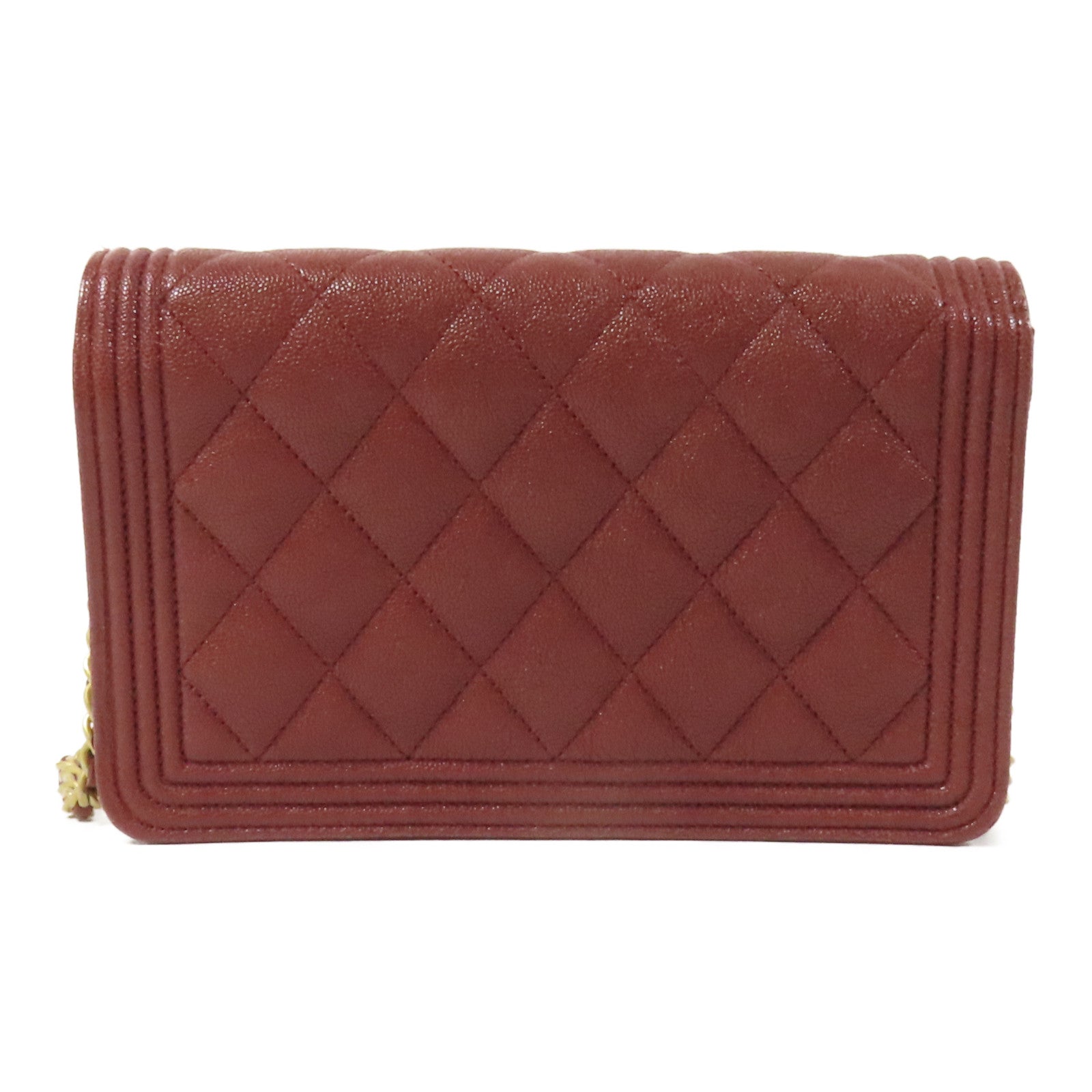 CHANEL 【激減優惠】牛皮皮革Boy WOC Wallet On Chain金扣鏈帶肩背袋