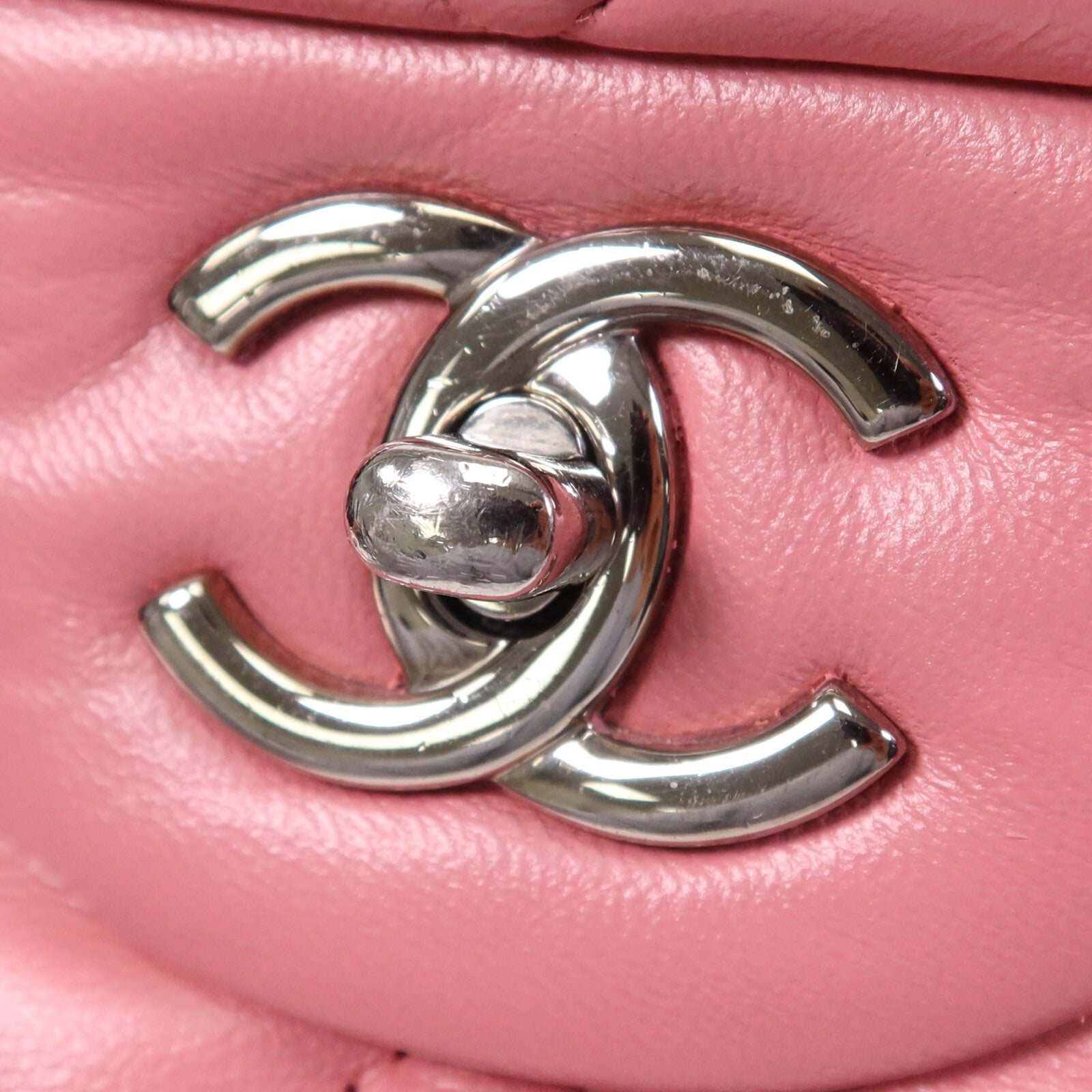 CHANEL 羊皮皮革Large Classic銀扣鏈帶肩背袋