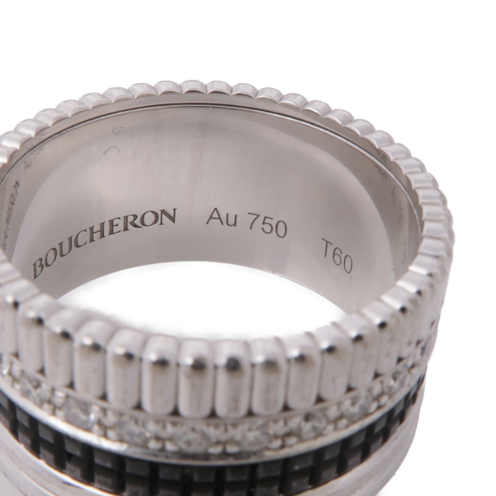 Boucheron 18K白金Quatre Black Diamond Ring鑽石戒指Boucheron#60/US#9