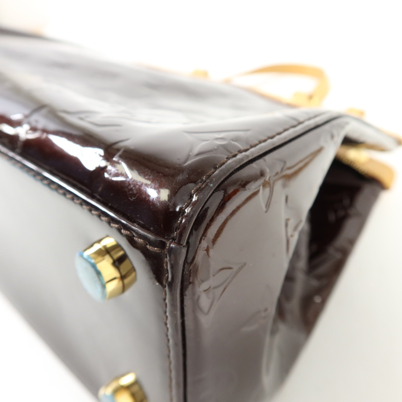 LOUIS VUITTON Vernis Brea MM金扣手挽肩背兩用袋Rouge Fauviste