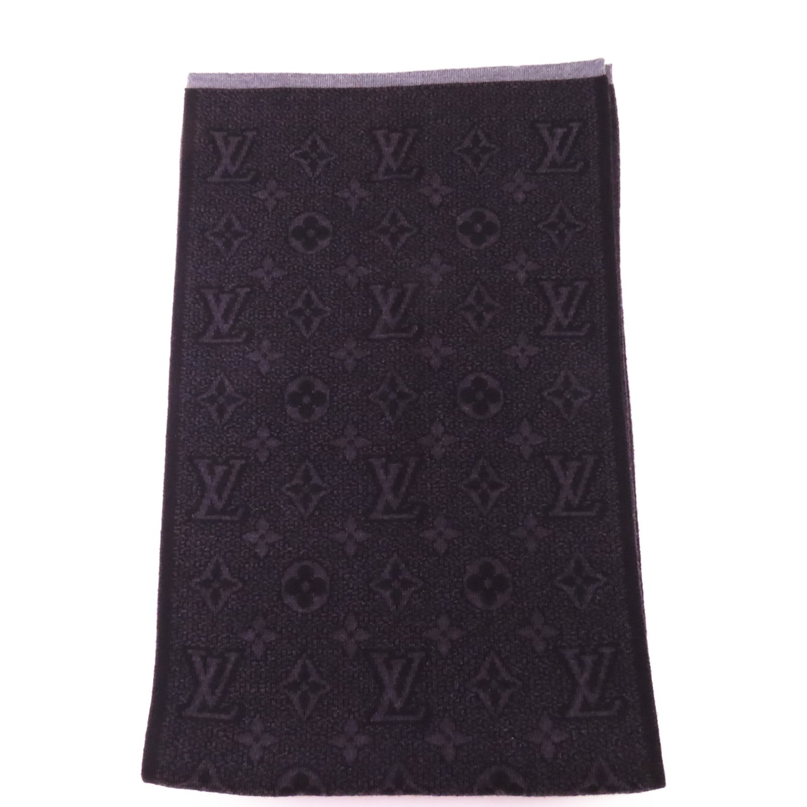 LOUIS VUITTON LV Scarf M73468 Wool Gray/Black