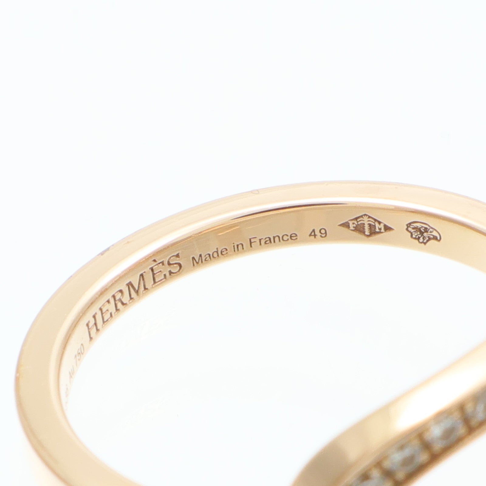 HERMES 18K玫瑰金Chaine D'ancre Contour Ring鑽石戒指