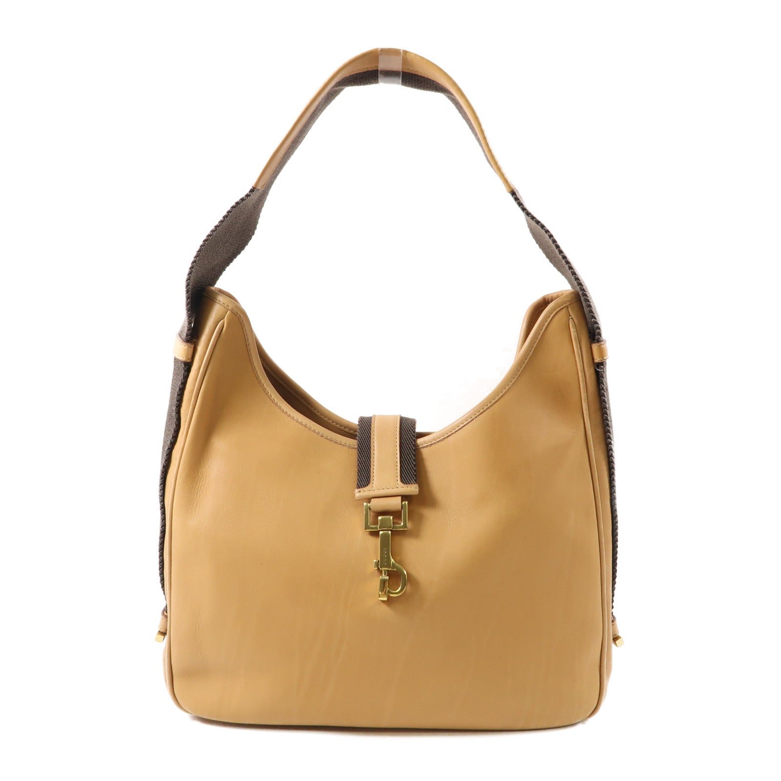 GUCCI 皮革Shoulder Bag金扣肩背袋啡色