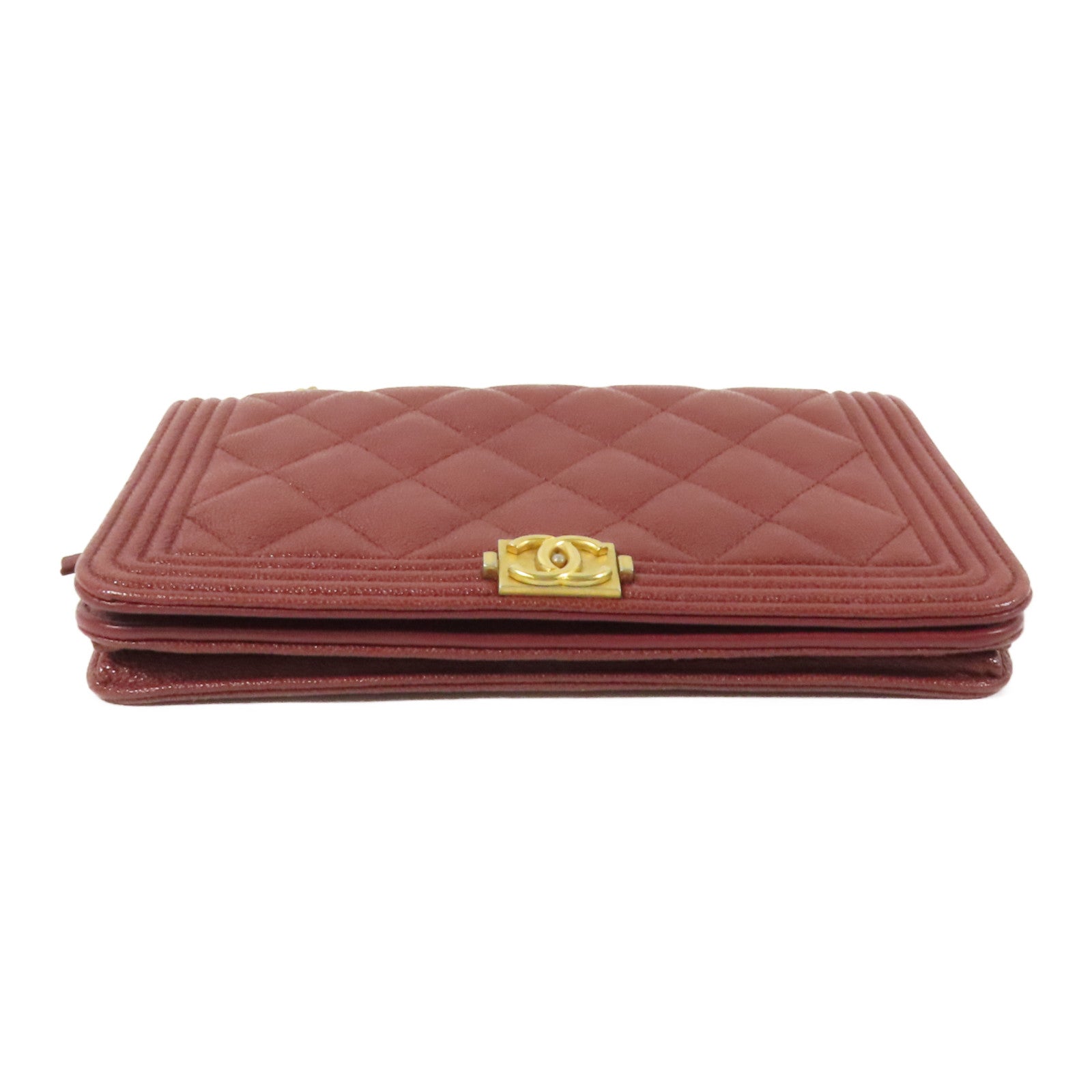 CHANEL 【激減優惠】牛皮皮革Boy WOC Wallet On Chain金扣鏈帶肩背袋