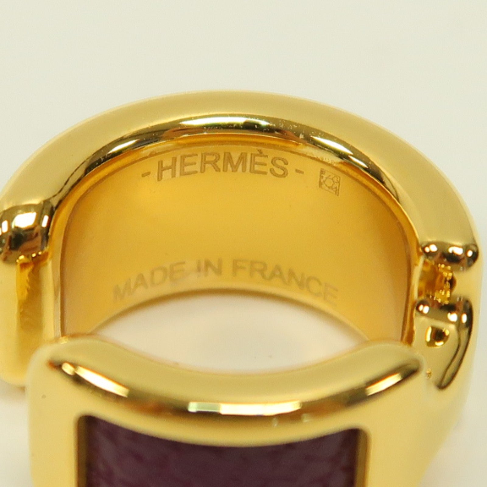 HERMES 金屬/Chevre皮革Olympe Ear Cuff耳環紫色/金色