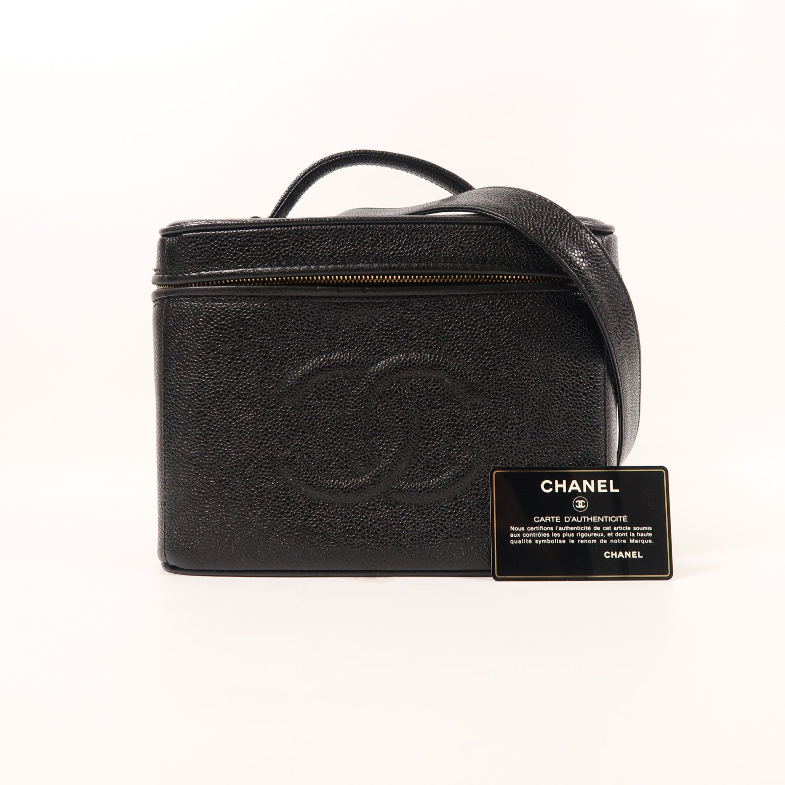 CHANEL 牛皮皮革Vanity金扣手挽肩背兩用袋