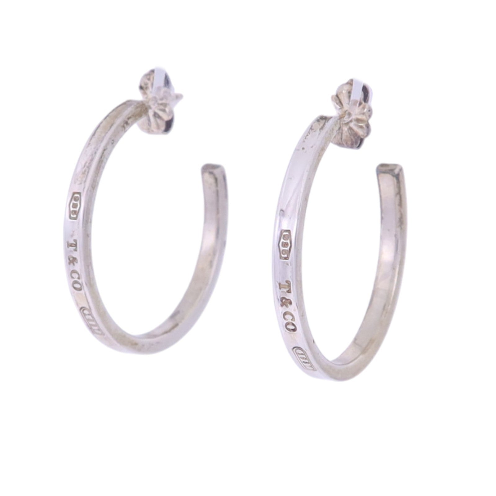 TIFFANY＆CO 925純銀1837 Hoop Earrings銀扣耳環