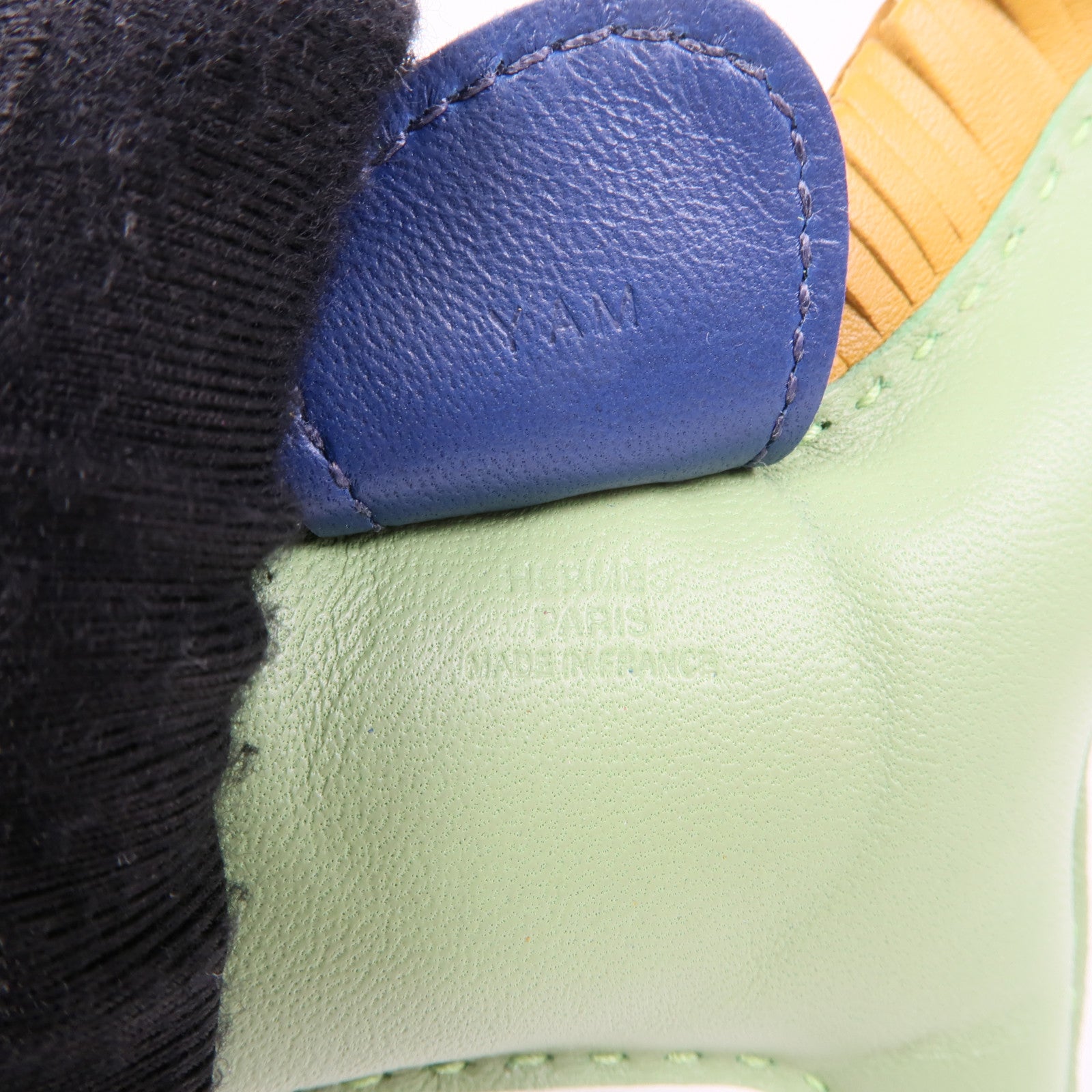 HERMES Milo皮革/Swift皮革Rodeo MM掛飾Vert Criquet