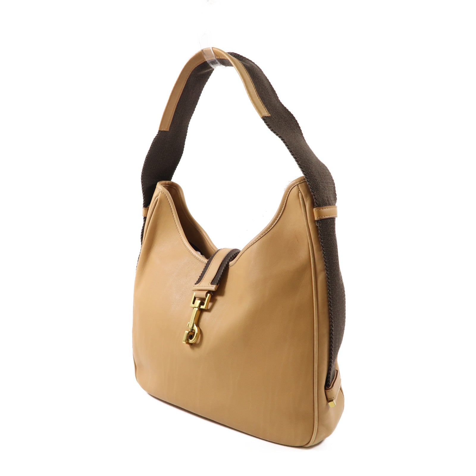 GUCCI 皮革Shoulder Bag金扣肩背袋啡色