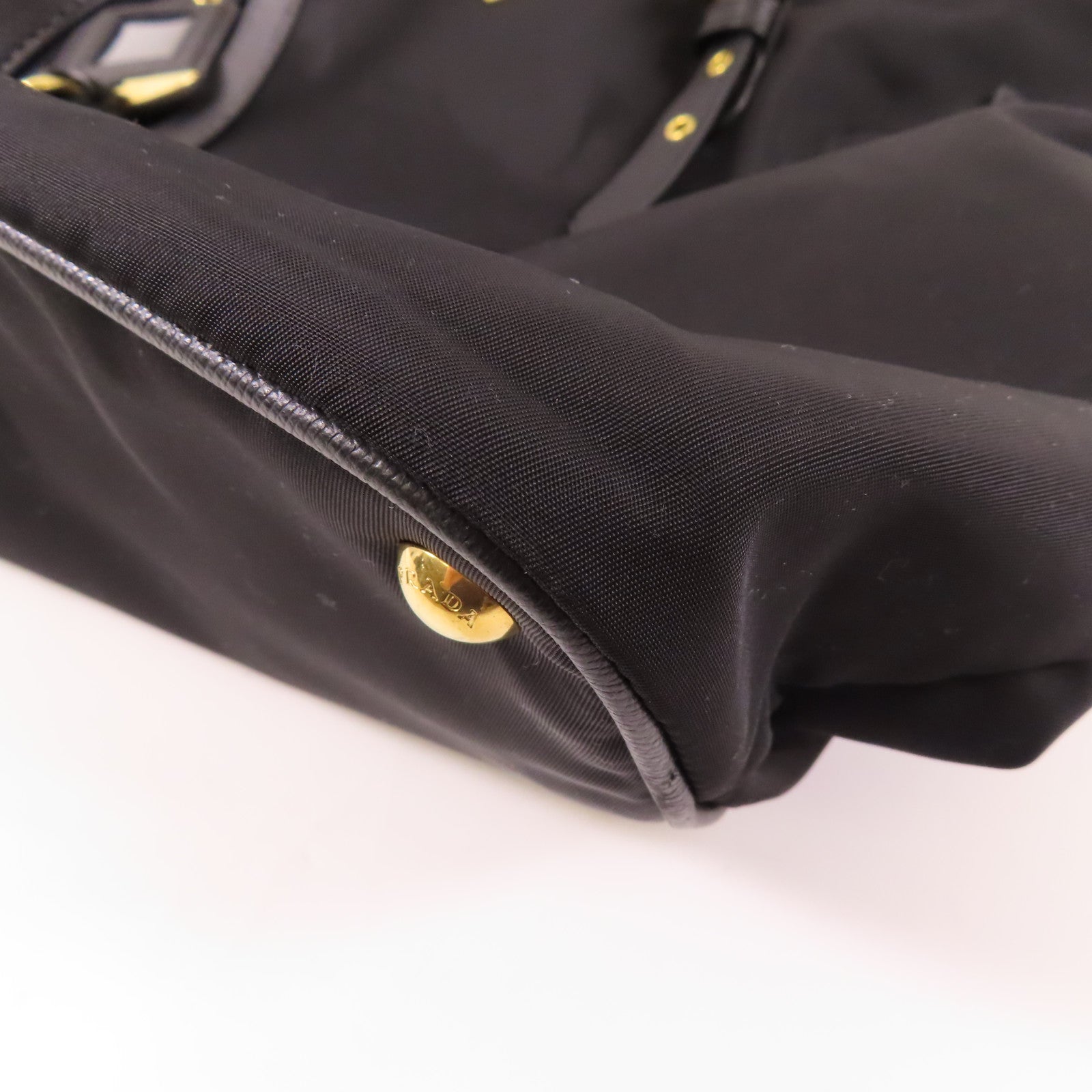 PRADA 尼龍Tote Bag金扣肩背袋黑色
