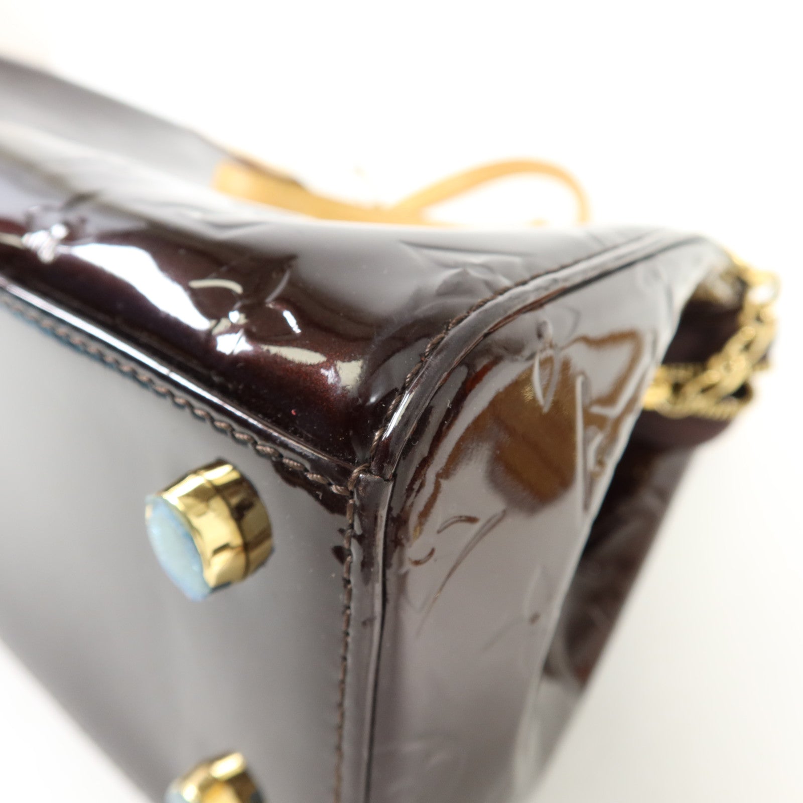 LOUIS VUITTON Vernis Brea MM金扣手挽肩背兩用袋Rouge Fauviste