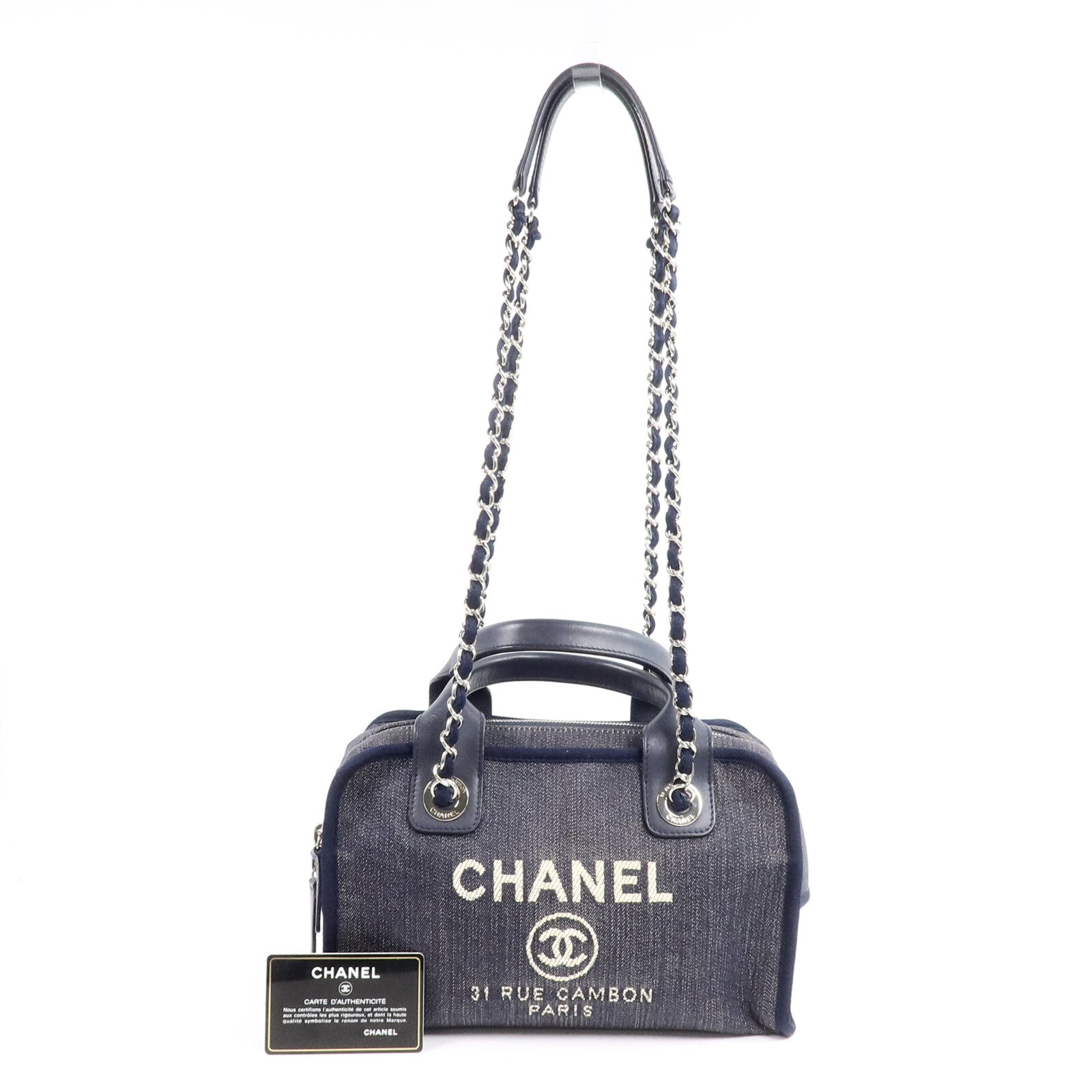 CHANEL 牛仔布Deauville Chain Tote手挽肩背兩用袋