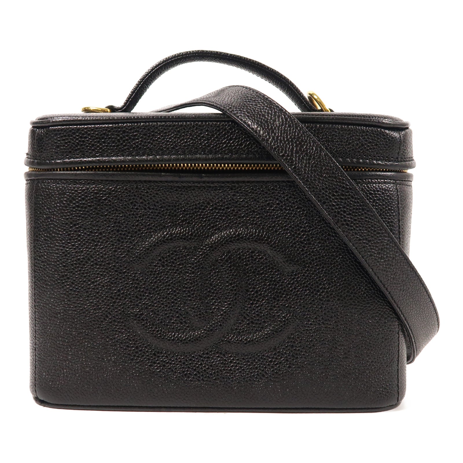 CHANEL 牛皮皮革Vanity金扣手挽肩背兩用袋
